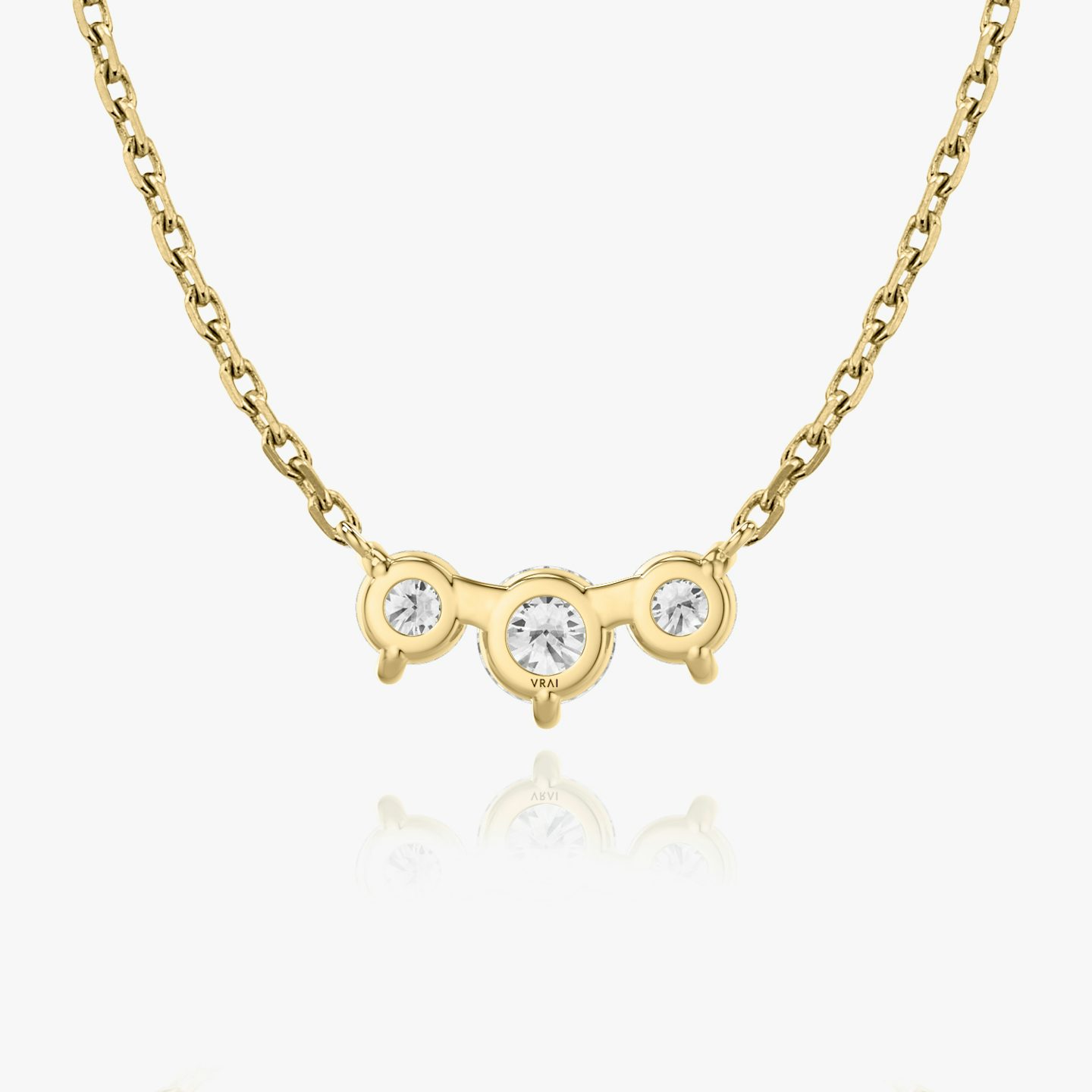 Arc Necklace | Round Brilliant | 14k | Yellow Gold | diamondCount: 3 | diamondSize: original | chainLength: 16-18