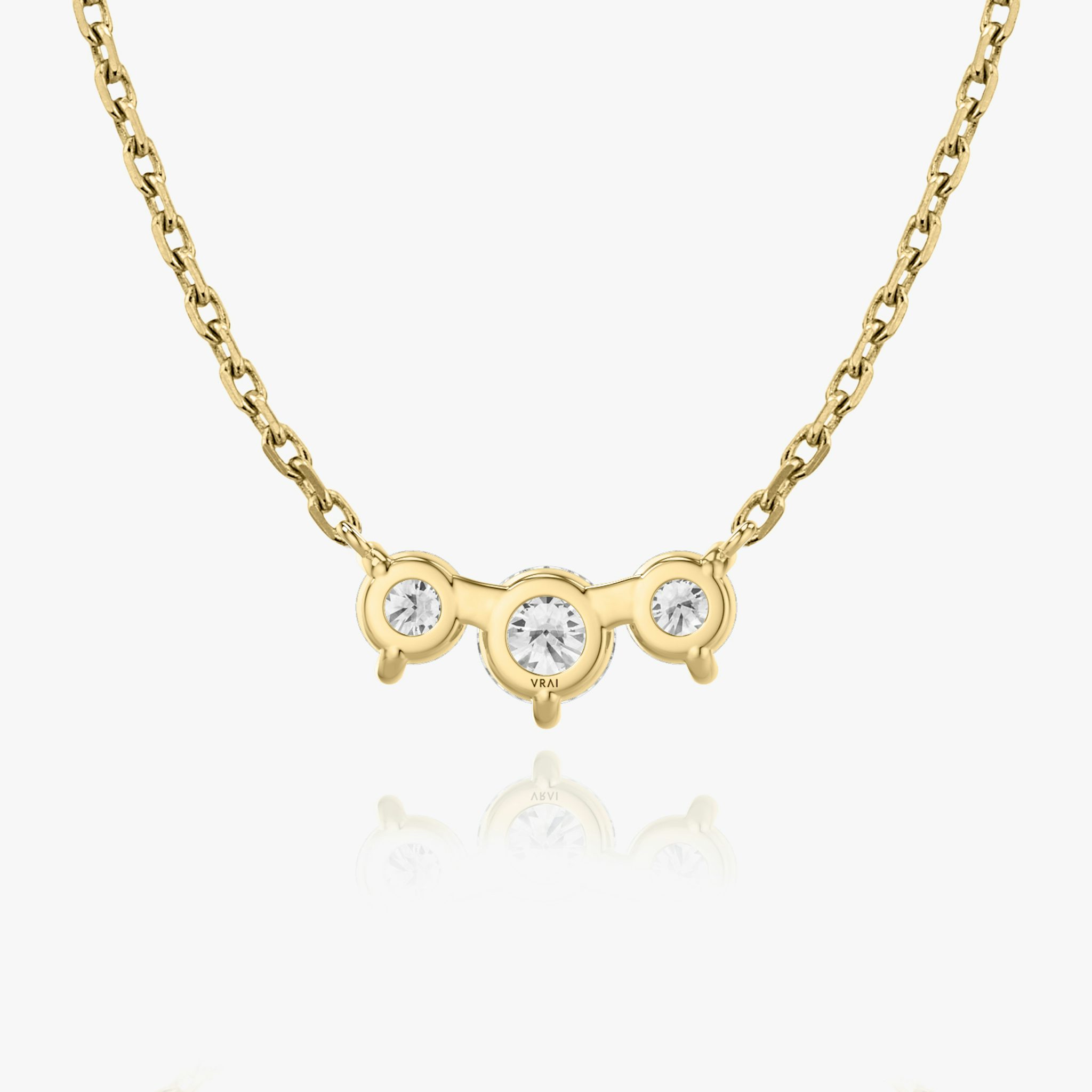 Arc Necklace | Round Brilliant | 14k | Yellow Gold | diamondCount: 3 | diamondSize: original | chainLength: 16-18