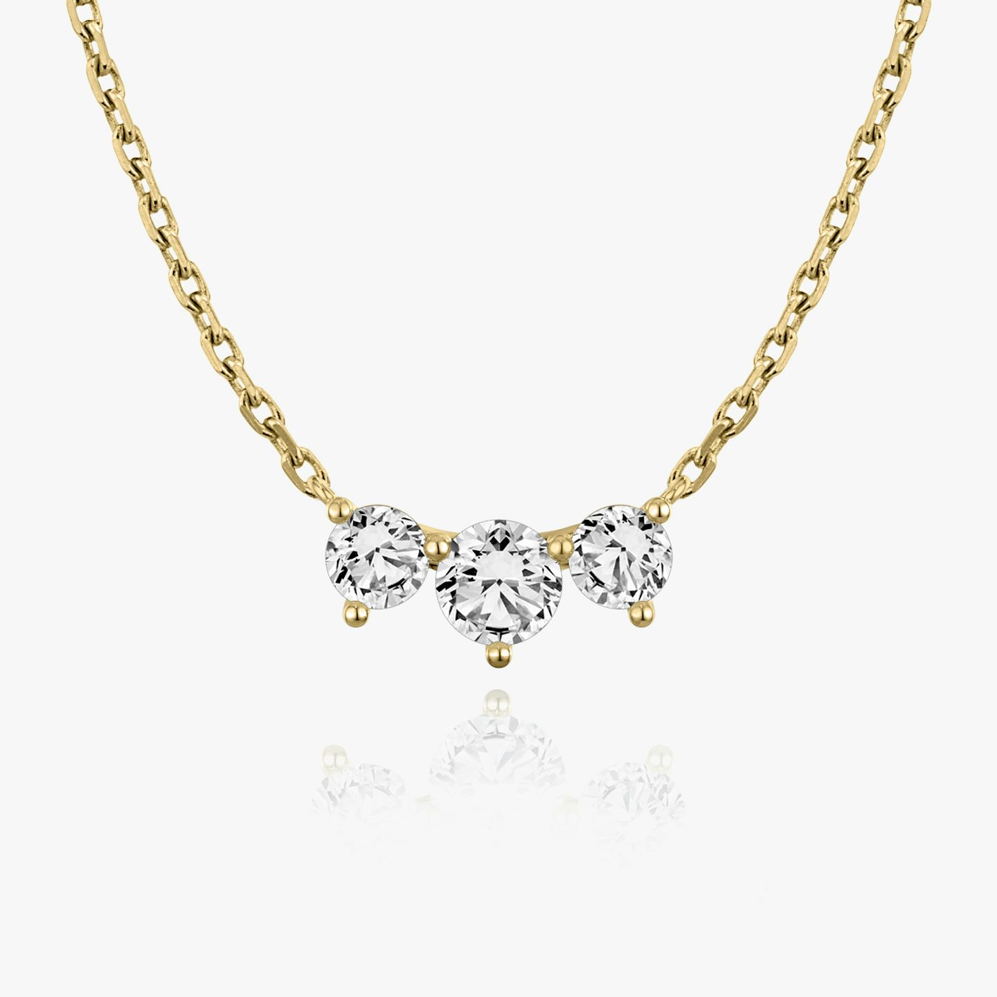 Arc Necklace | Round Brilliant | 14k | Yellow Gold | diamondCount: 3 | diamondSize: original | chainLength: 16-18