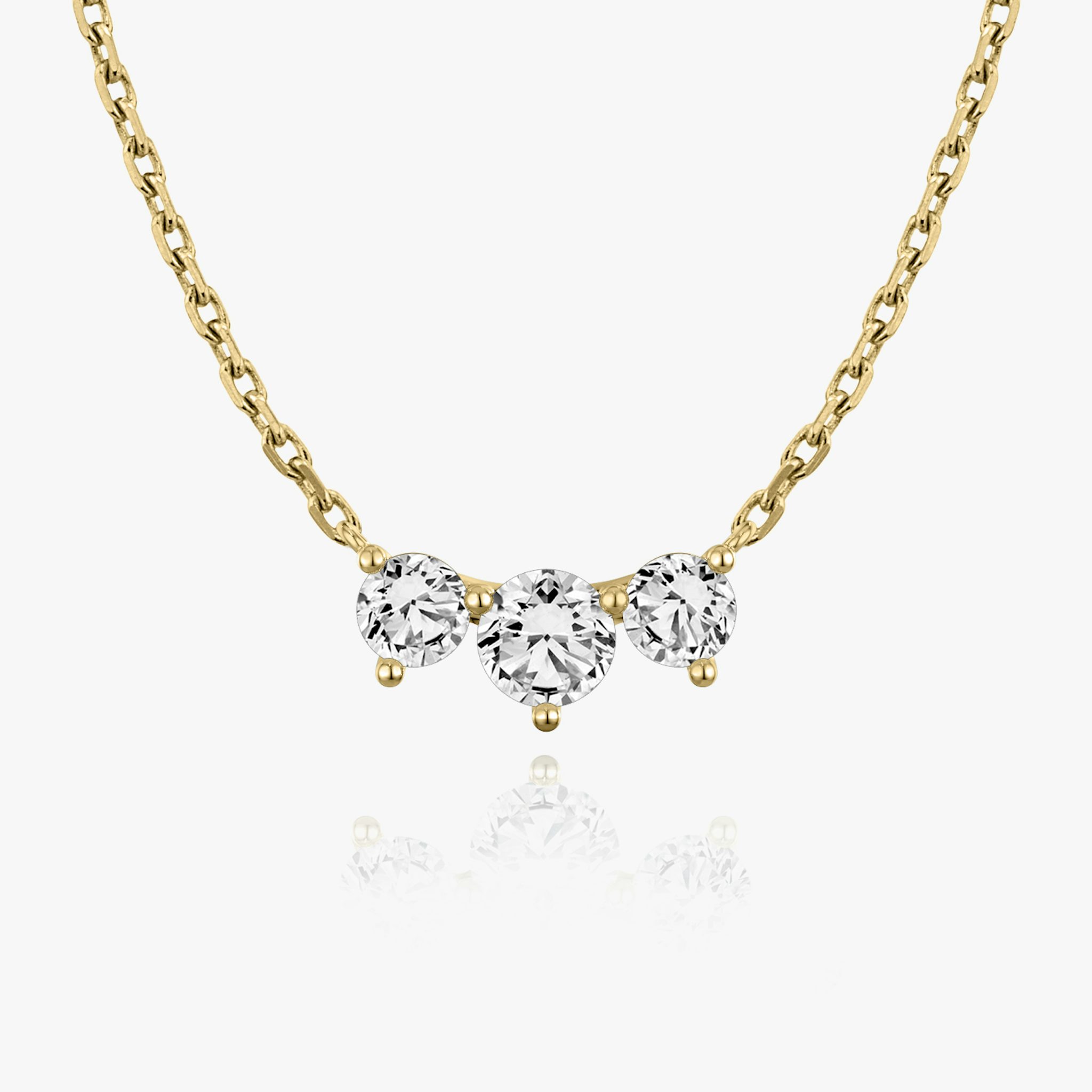 Arc Necklace | Round Brilliant | 14k | Yellow Gold | diamondCount: 3 | diamondSize: original | chainLength: 16-18