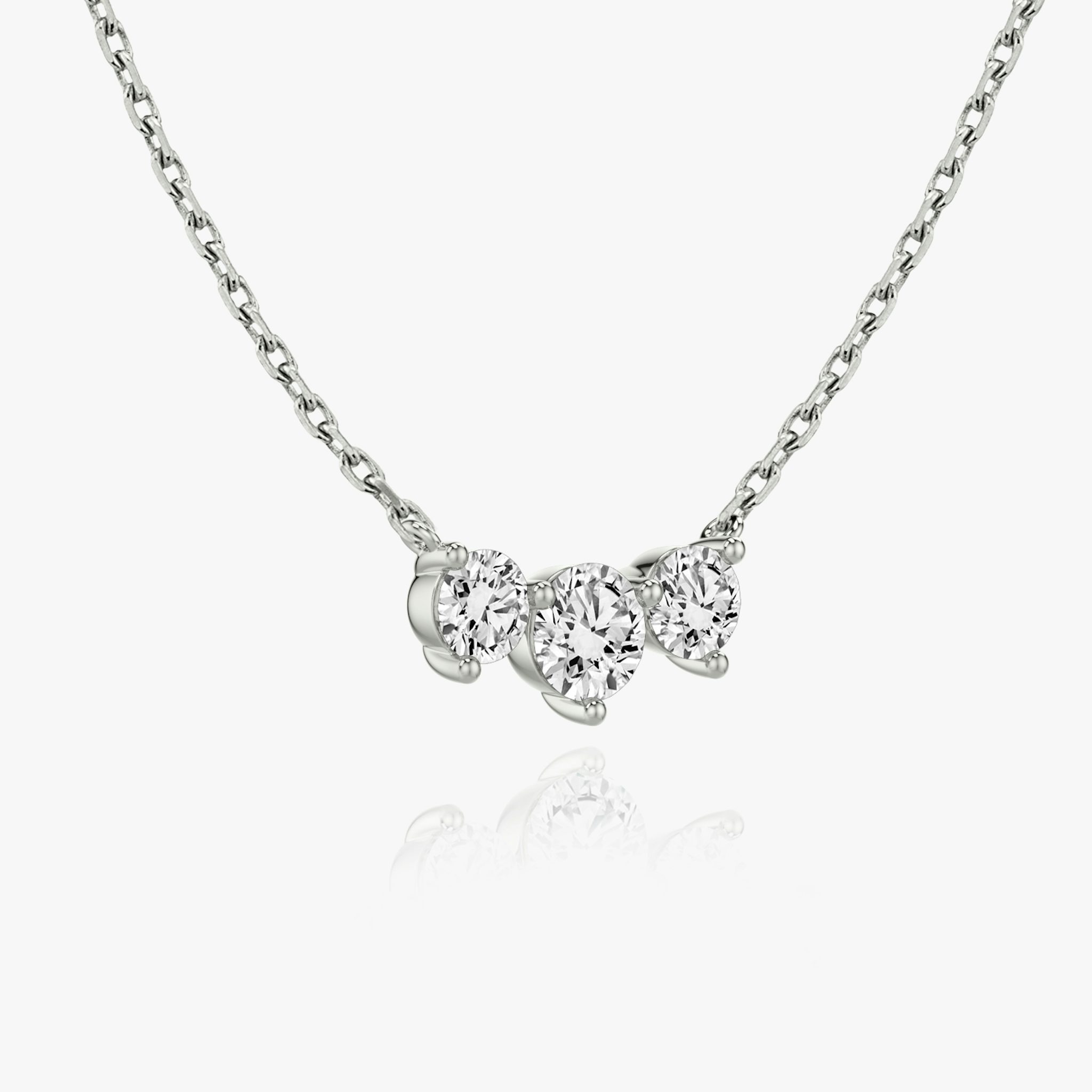 Arc Necklace | Round Brilliant | 14k | White Gold | diamondCount: 3 | diamondSize: original | chainLength: 16-18