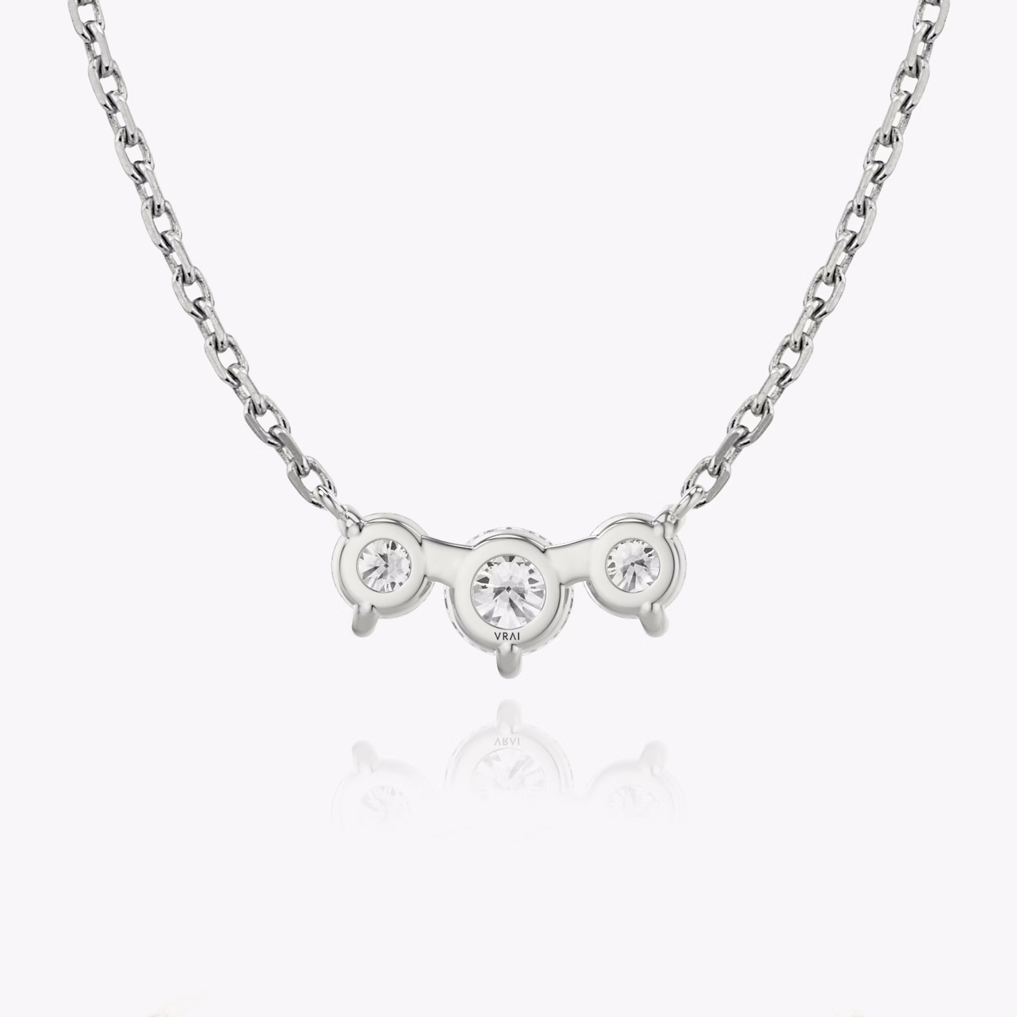 Arc Necklace | Round Brilliant | 14k | White Gold | diamondCount: 3 | diamondSize: original | chainLength: 16-18