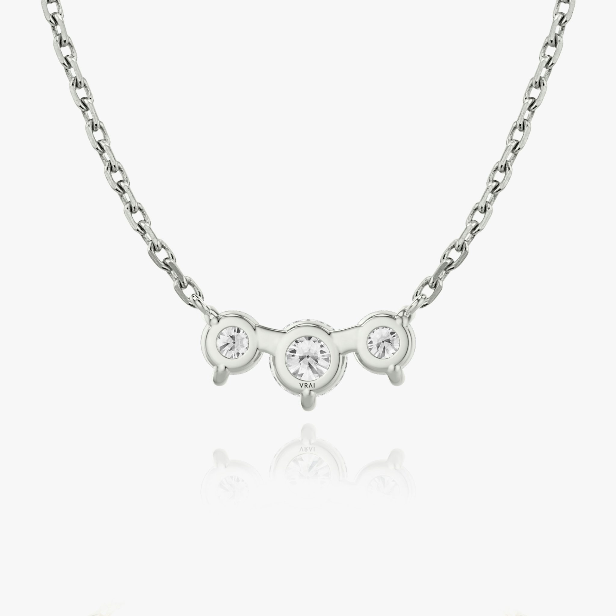 Arc Necklace | Round Brilliant | 14k | White Gold | diamondCount: 3 | diamondSize: original | chainLength: 16-18