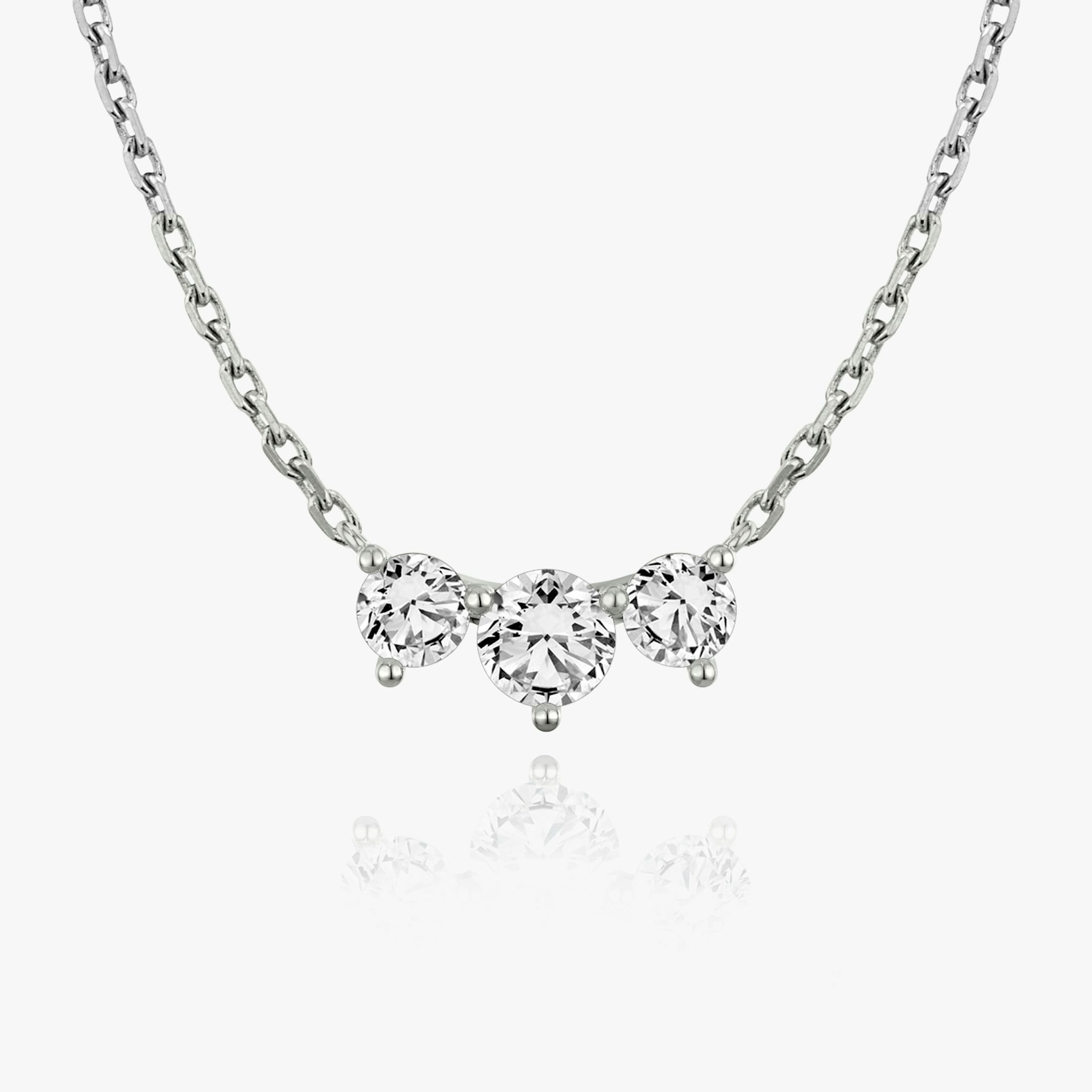 Arc Necklace | Round Brilliant | 14k | White Gold | diamondCount: 3 | diamondSize: original | chainLength: 16-18