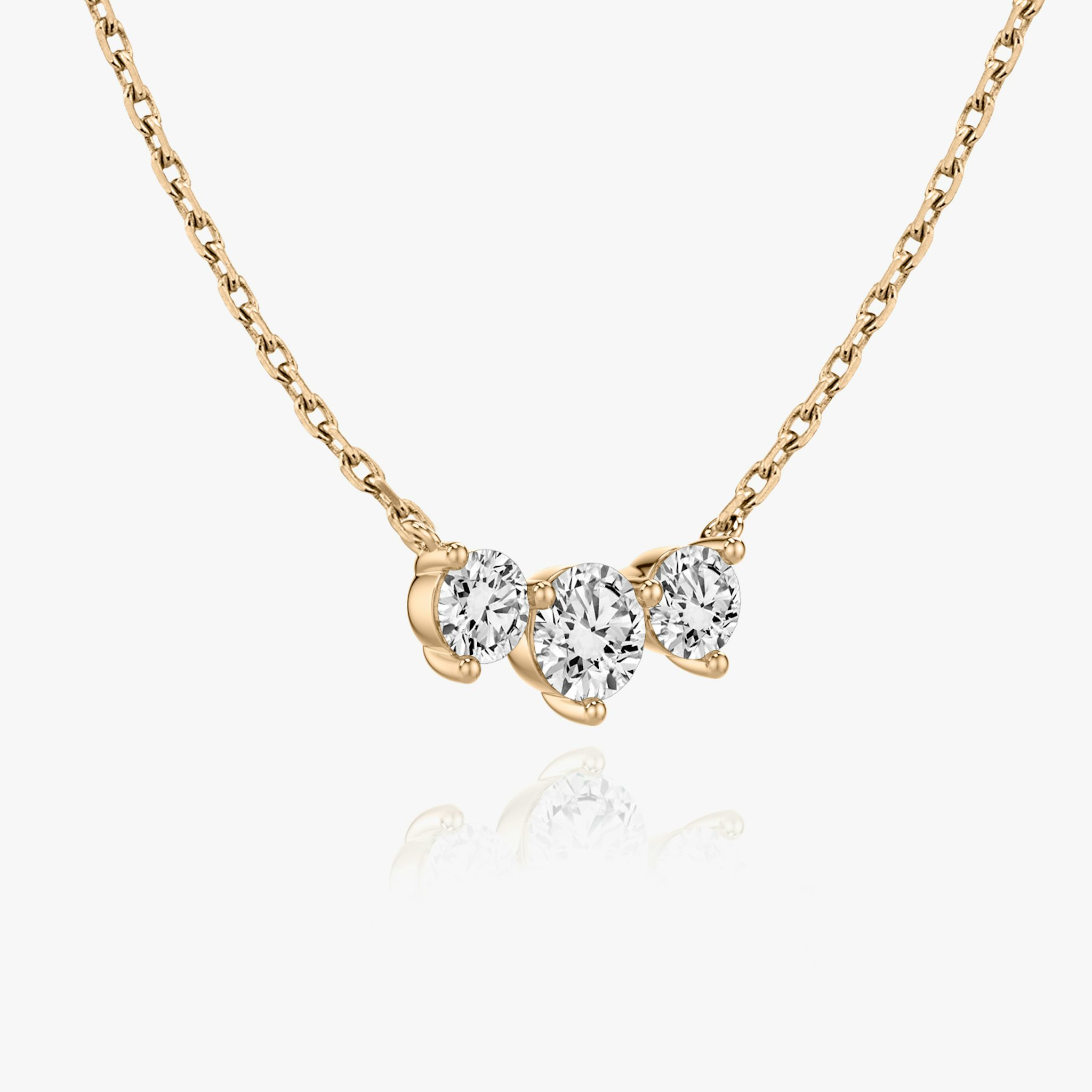 Arc Necklace | Round Brilliant | 14k | Rose Gold | diamondCount: 3 | diamondSize: original | chainLength: 16-18