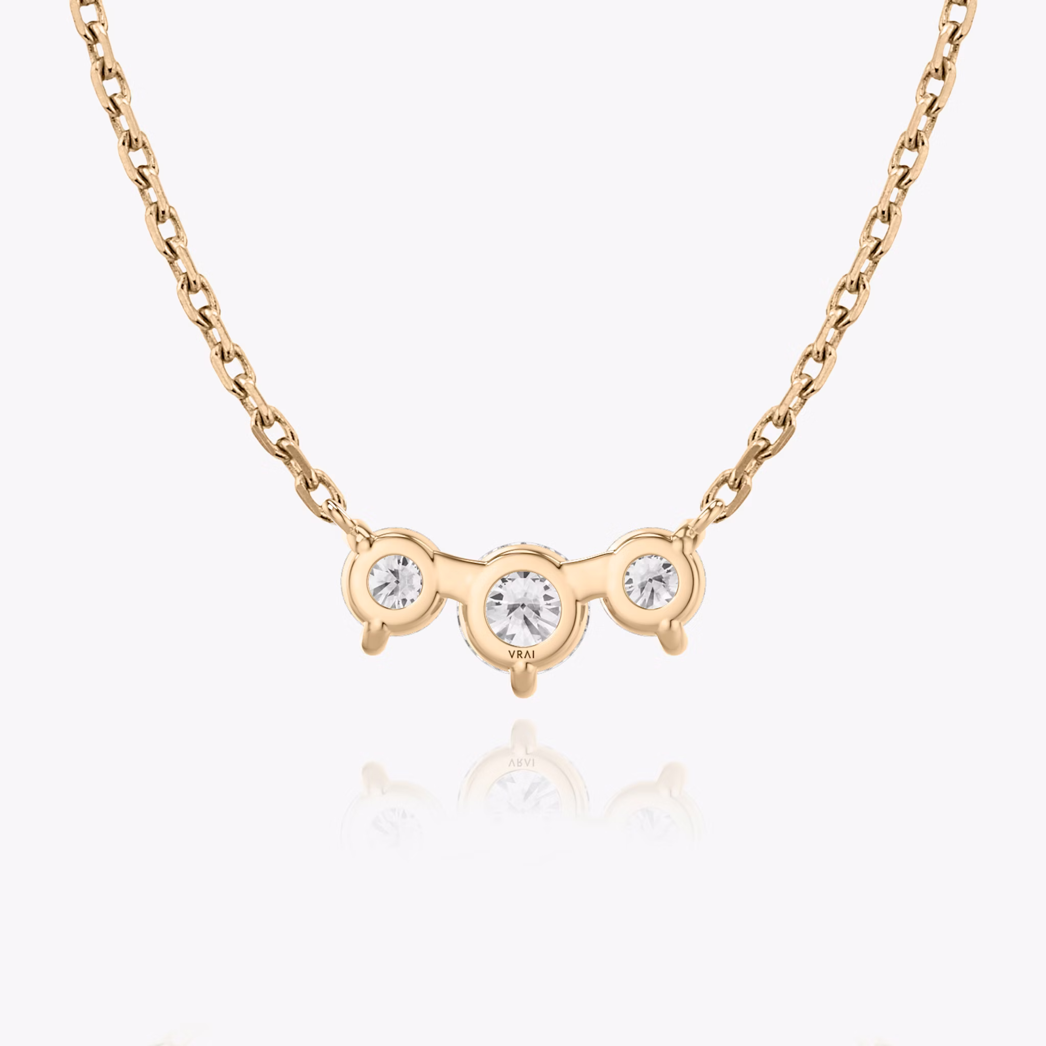 Arc Necklace | Round Brilliant | 14k | Rose Gold | diamondCount: 3 | diamondSize: original | chainLength: 16-18