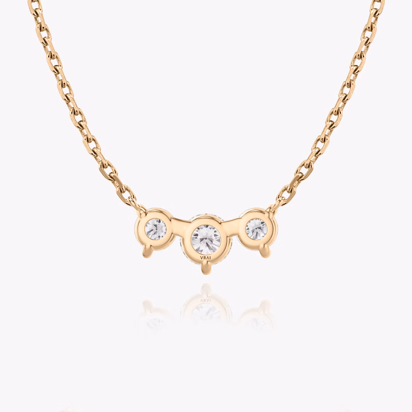 Arc Necklace | Round Brilliant | 14k | Rose Gold | diamondCount: 3 | diamondSize: original | chainLength: 16-18