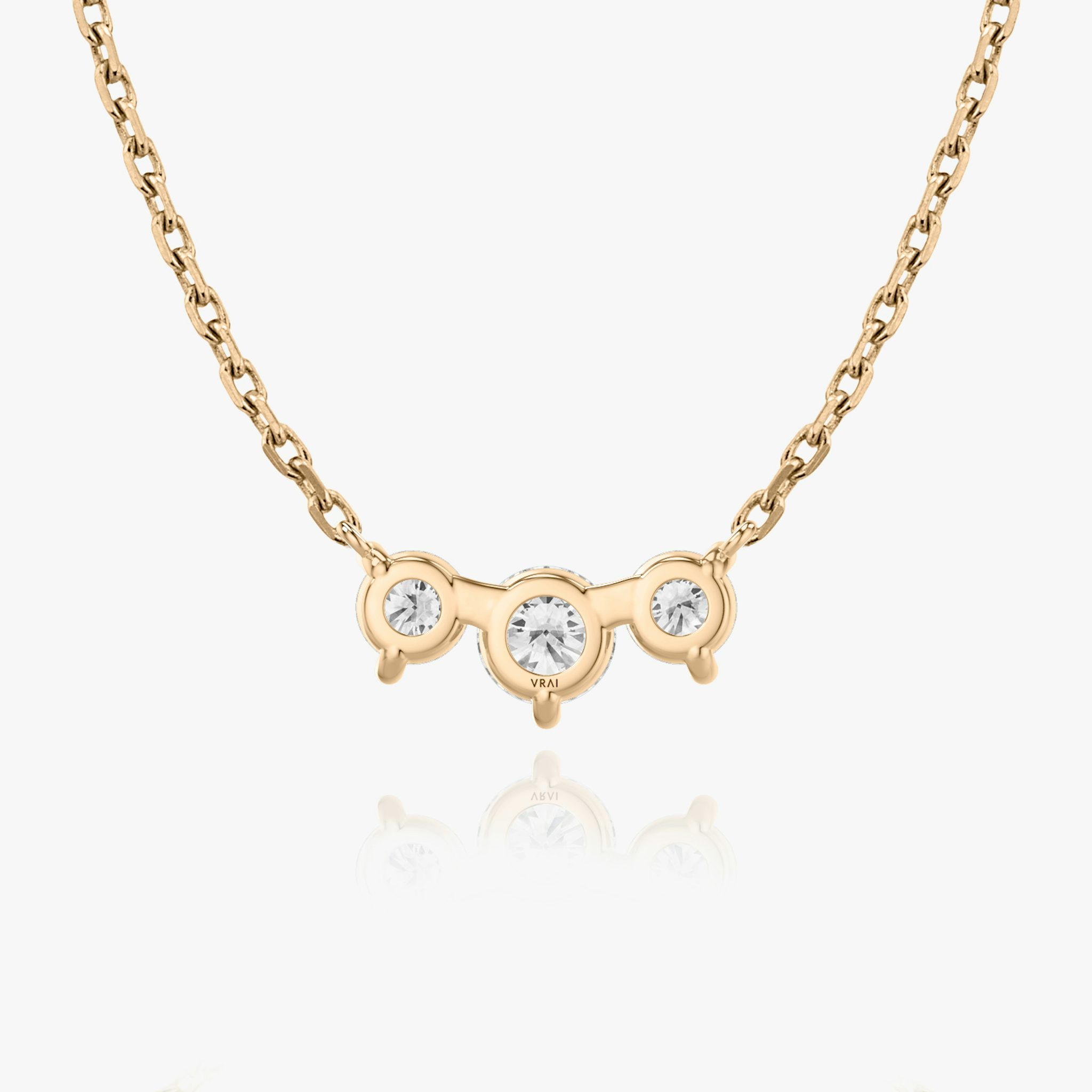 Arc Necklace | Round Brilliant | 14k | Rose Gold | diamondCount: 3 | diamondSize: original | chainLength: 16-18
