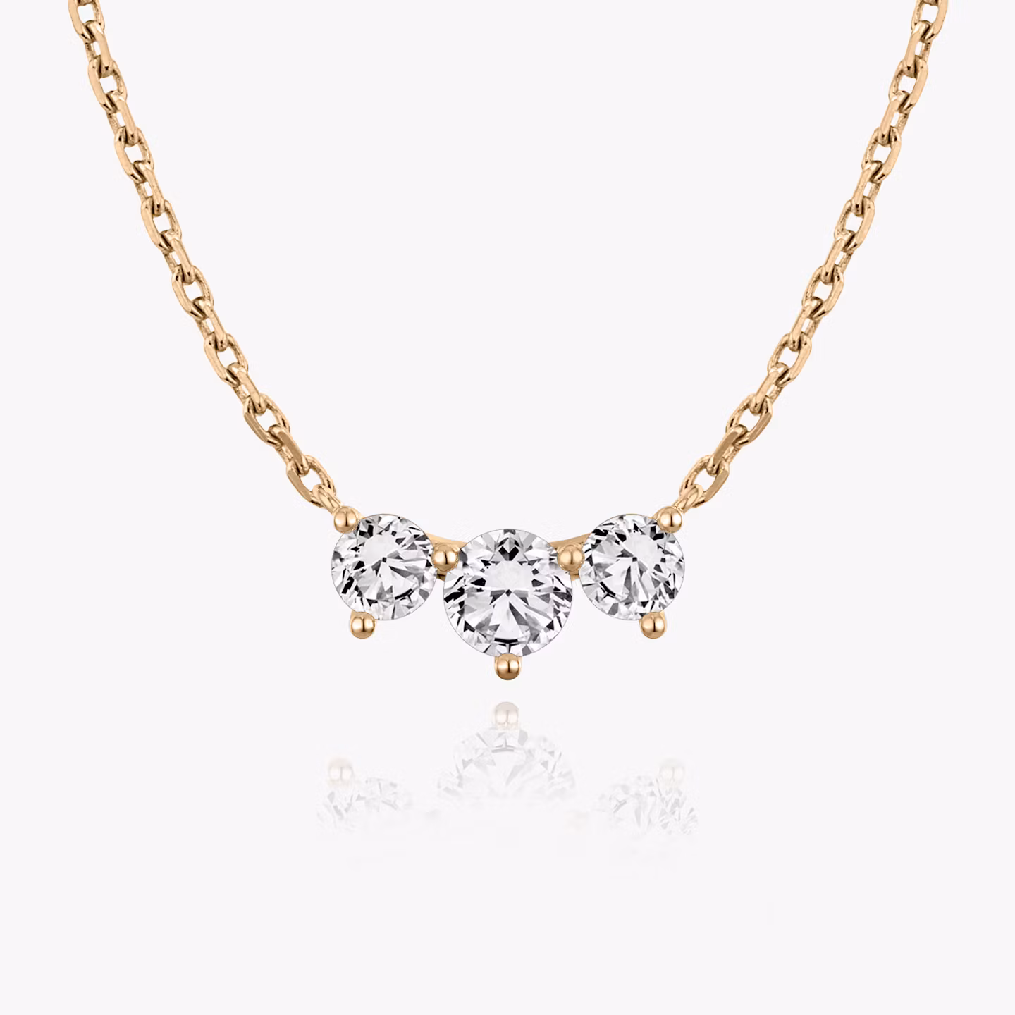 Arc Necklace | Round Brilliant | 14k | Rose Gold | diamondCount: 3 | diamondSize: original | chainLength: 16-18