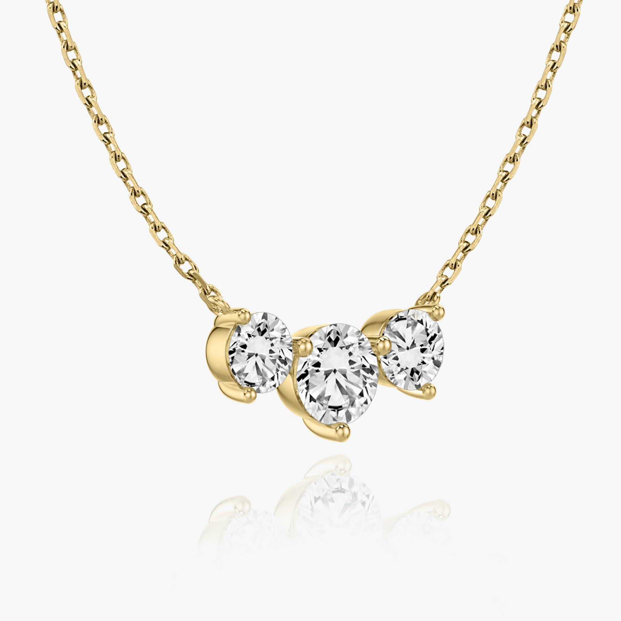 Arc Necklace | Round Brilliant | 14k | Yellow Gold | diamondCount: 3 | diamondSize: large | chainLength: 16-18