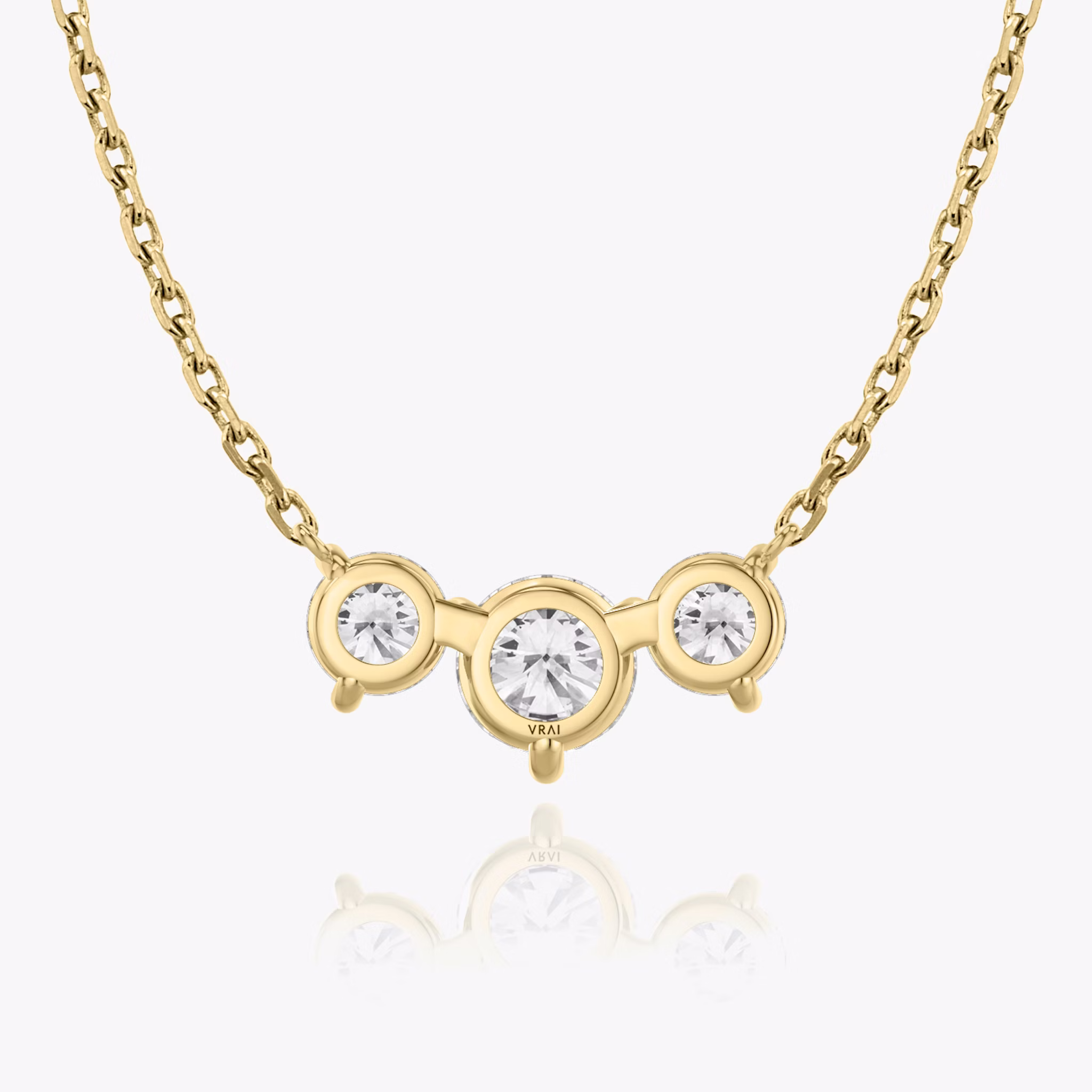 Arc Necklace | Round Brilliant | 14k | Yellow Gold | diamondCount: 3 | diamondSize: large | chainLength: 16-18