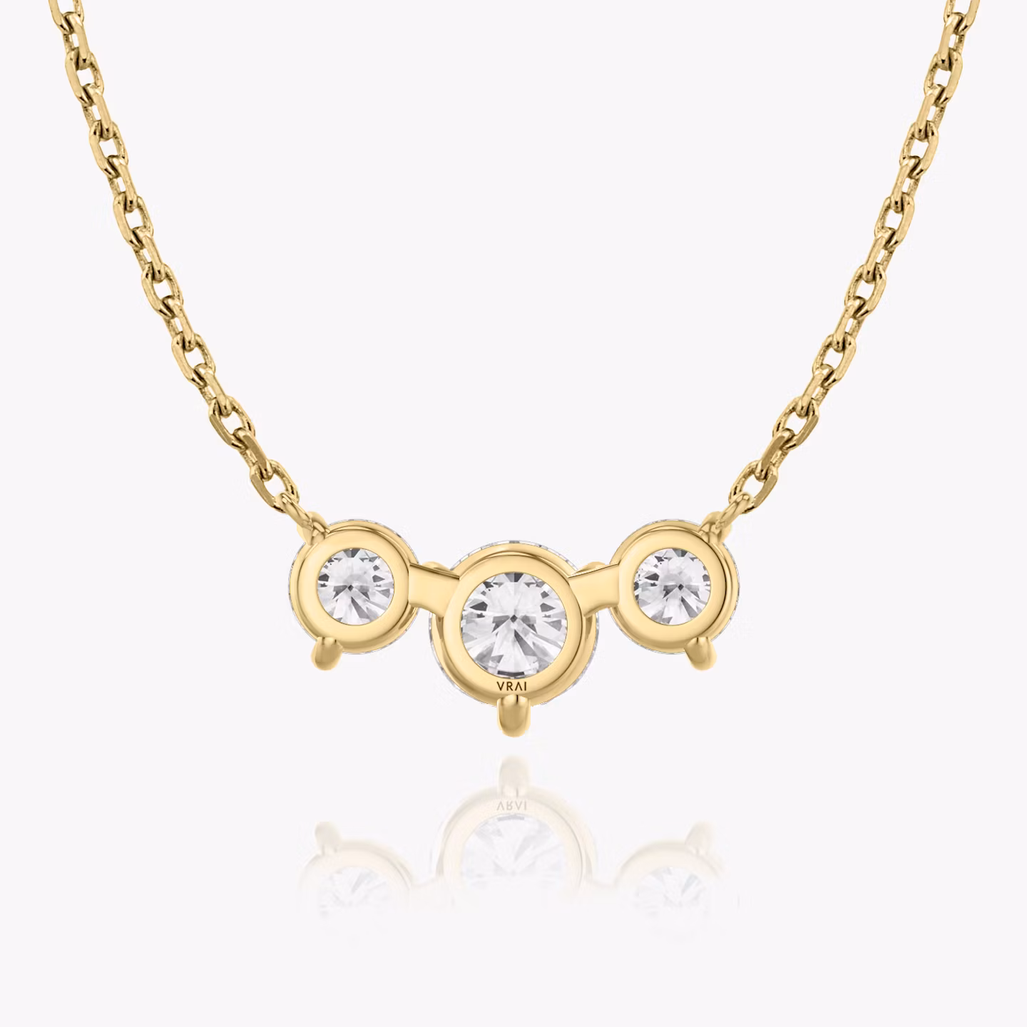 Arc Necklace | Round Brilliant | 14k | Yellow Gold | diamondCount: 3 | diamondSize: large | chainLength: 16-18