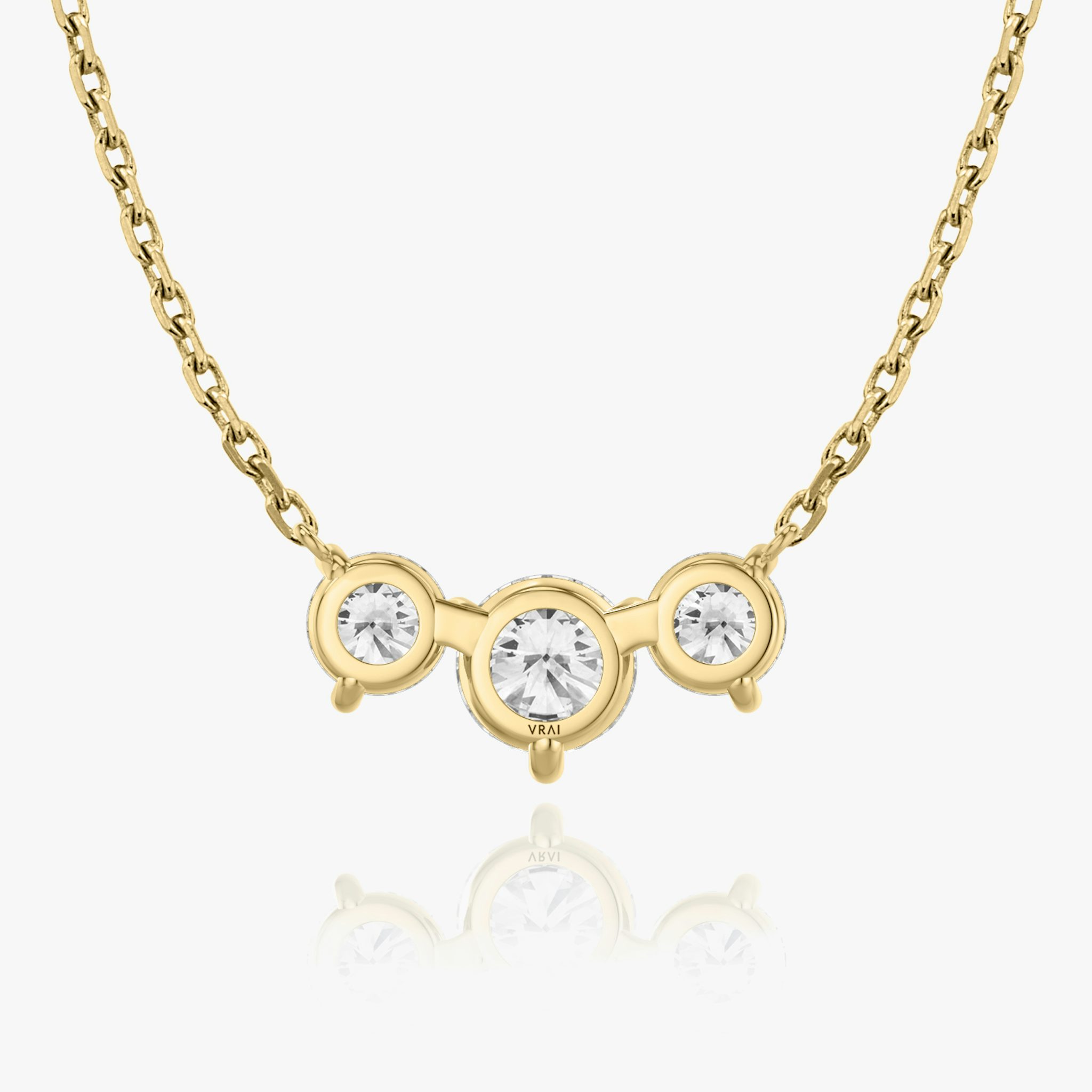 Arc Necklace | Round Brilliant | 14k | Yellow Gold | diamondCount: 3 | diamondSize: large | chainLength: 16-18