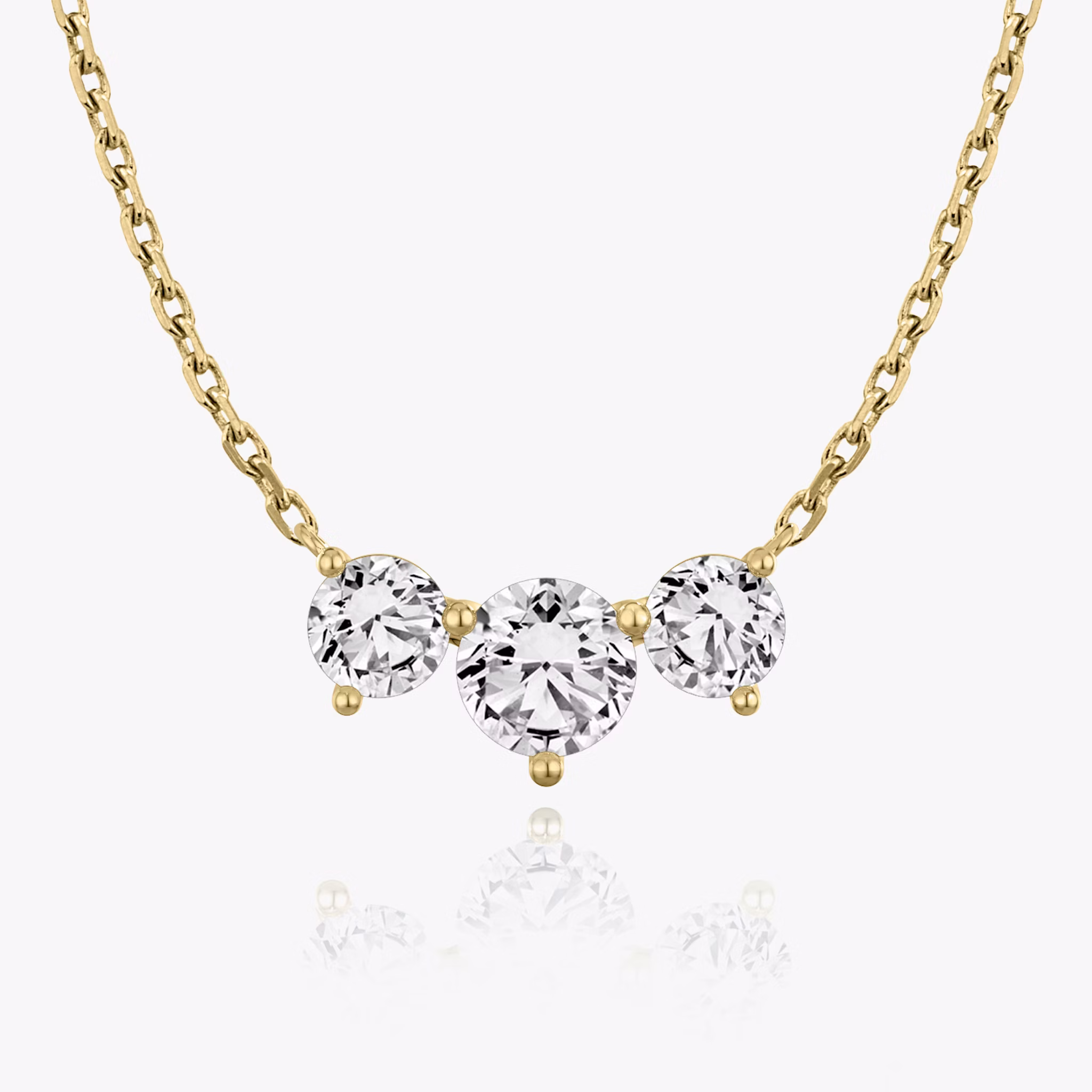 Arc Necklace | Round Brilliant | 14k | Yellow Gold | diamondCount: 3 | diamondSize: large | chainLength: 16-18