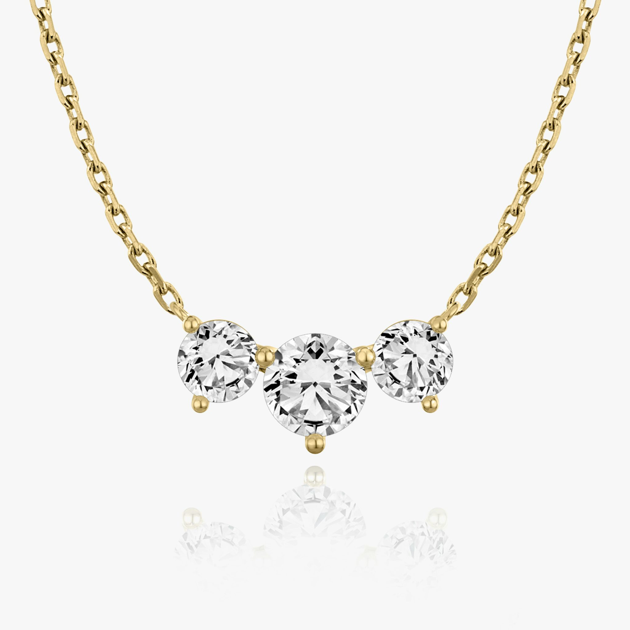 Arc Necklace | Round Brilliant | 14k | Yellow Gold | diamondCount: 3 | diamondSize: large | chainLength: 16-18