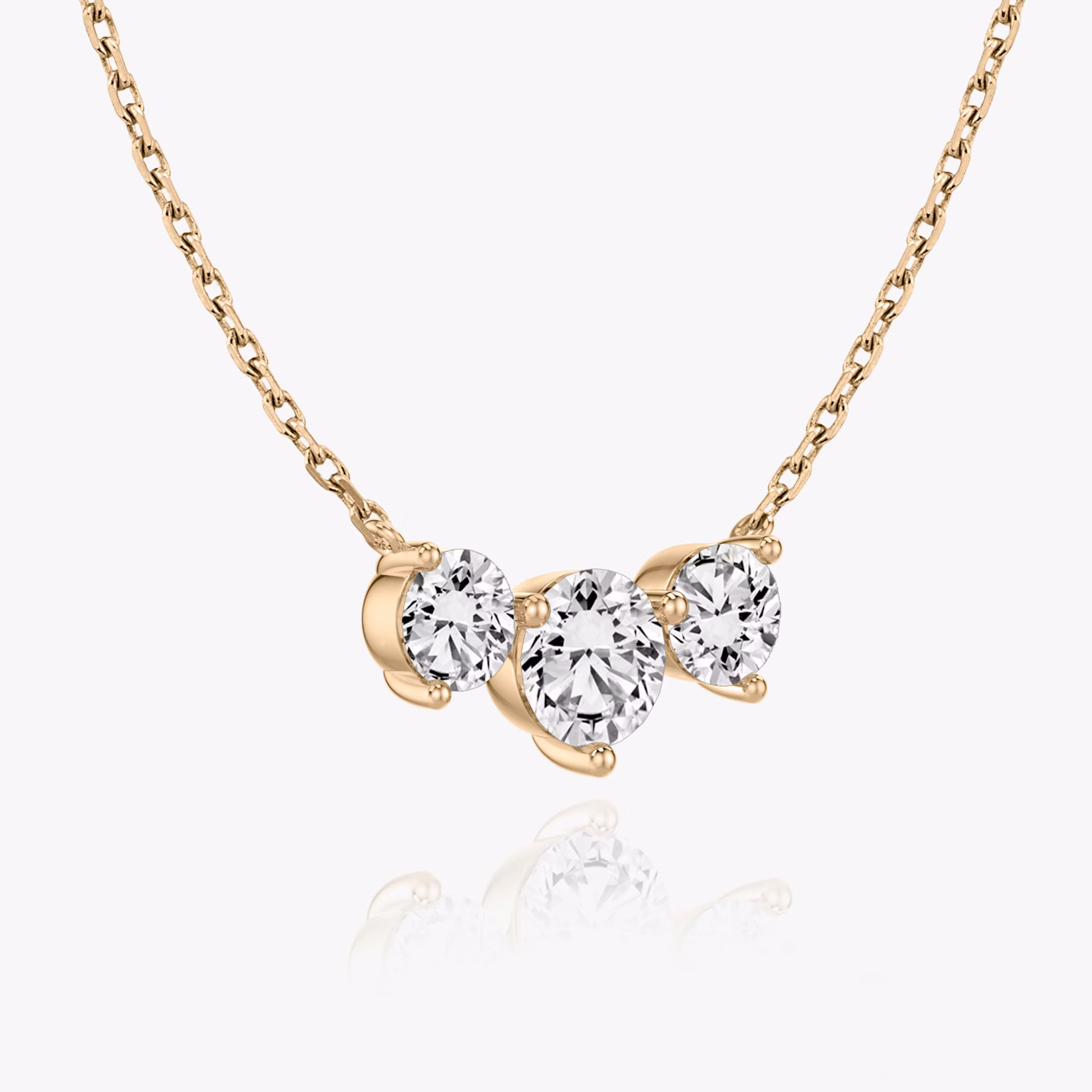 Arc Necklace | Round Brilliant | 14k | Rose Gold | diamondCount: 3 | diamondSize: large | chainLength: 16-18
