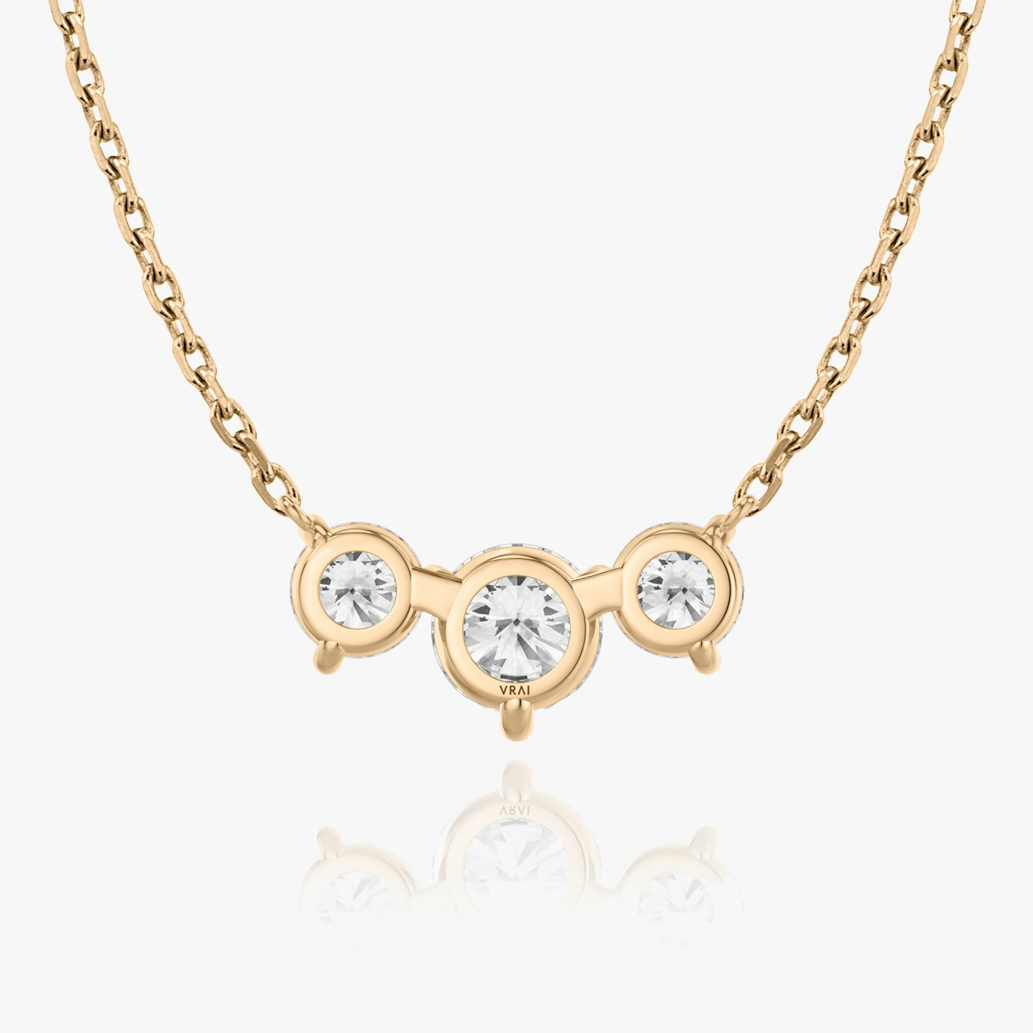 Arc Necklace | Round Brilliant | 14k | Rose Gold | diamondCount: 3 | diamondSize: large | chainLength: 16-18