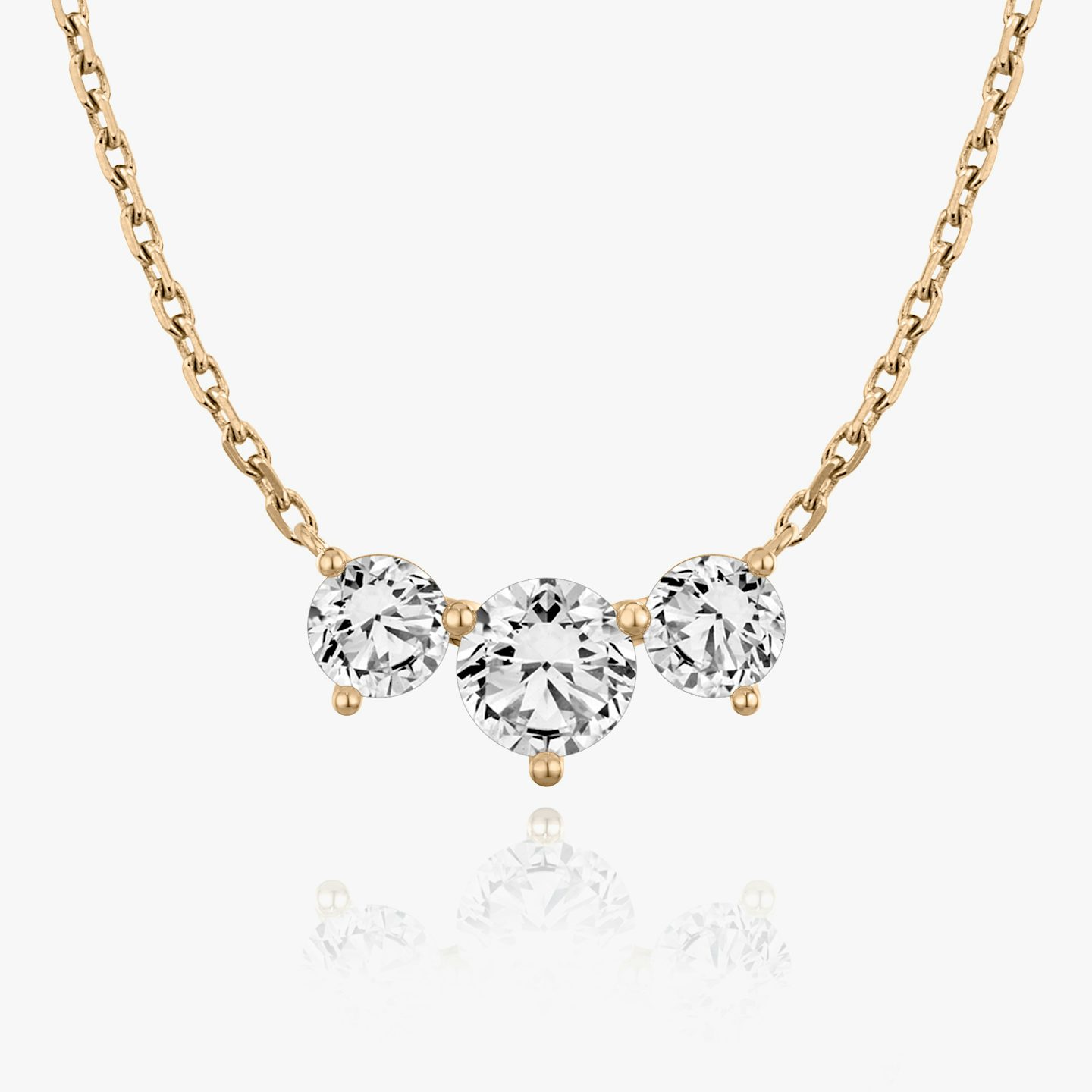 Arc Necklace | Round Brilliant | 14k | Rose Gold | diamondCount: 3 | diamondSize: large | chainLength: 16-18
