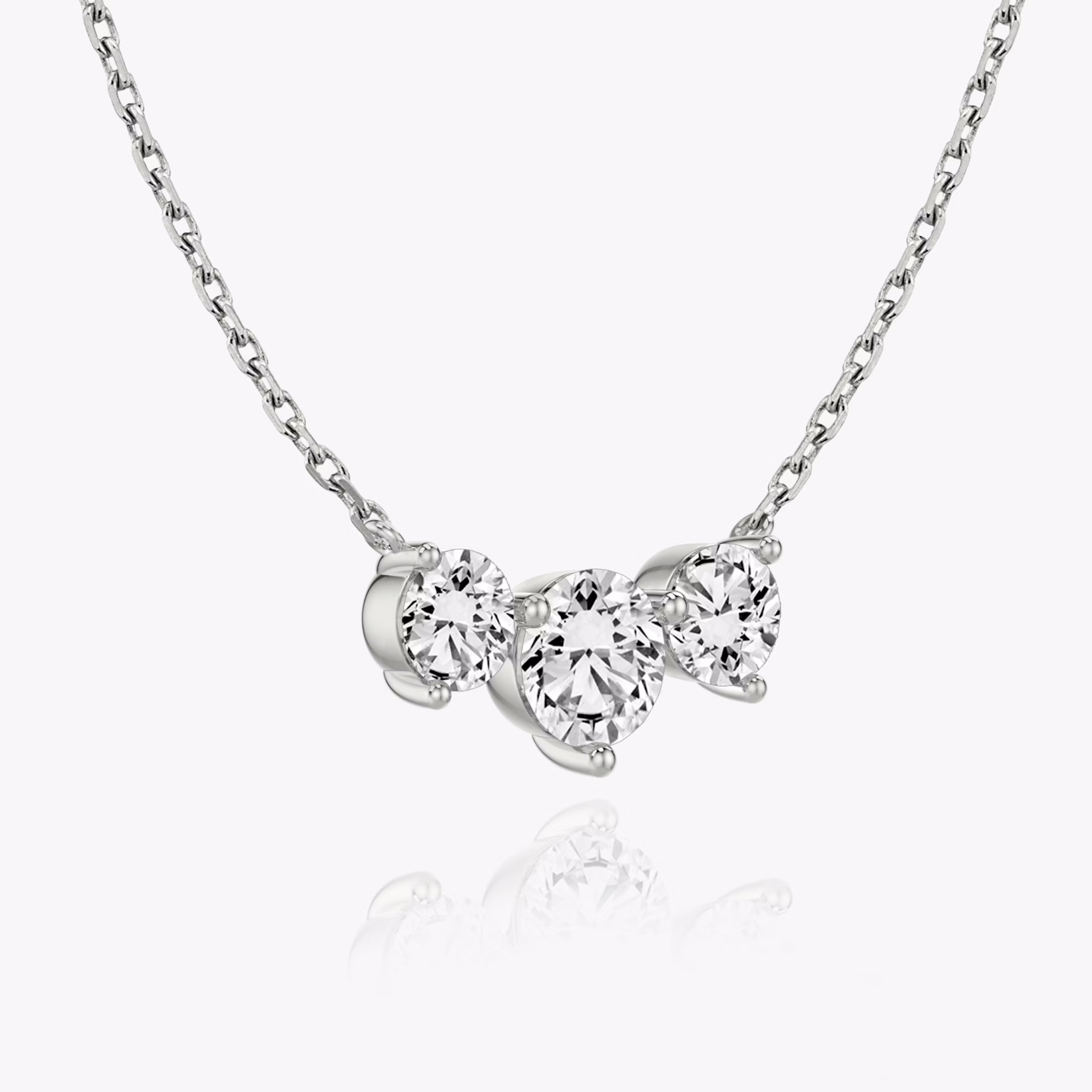 Arc Necklace | Round Brilliant | 14k | White Gold | diamondCount: 3 | diamondSize: large | chainLength: 16-18