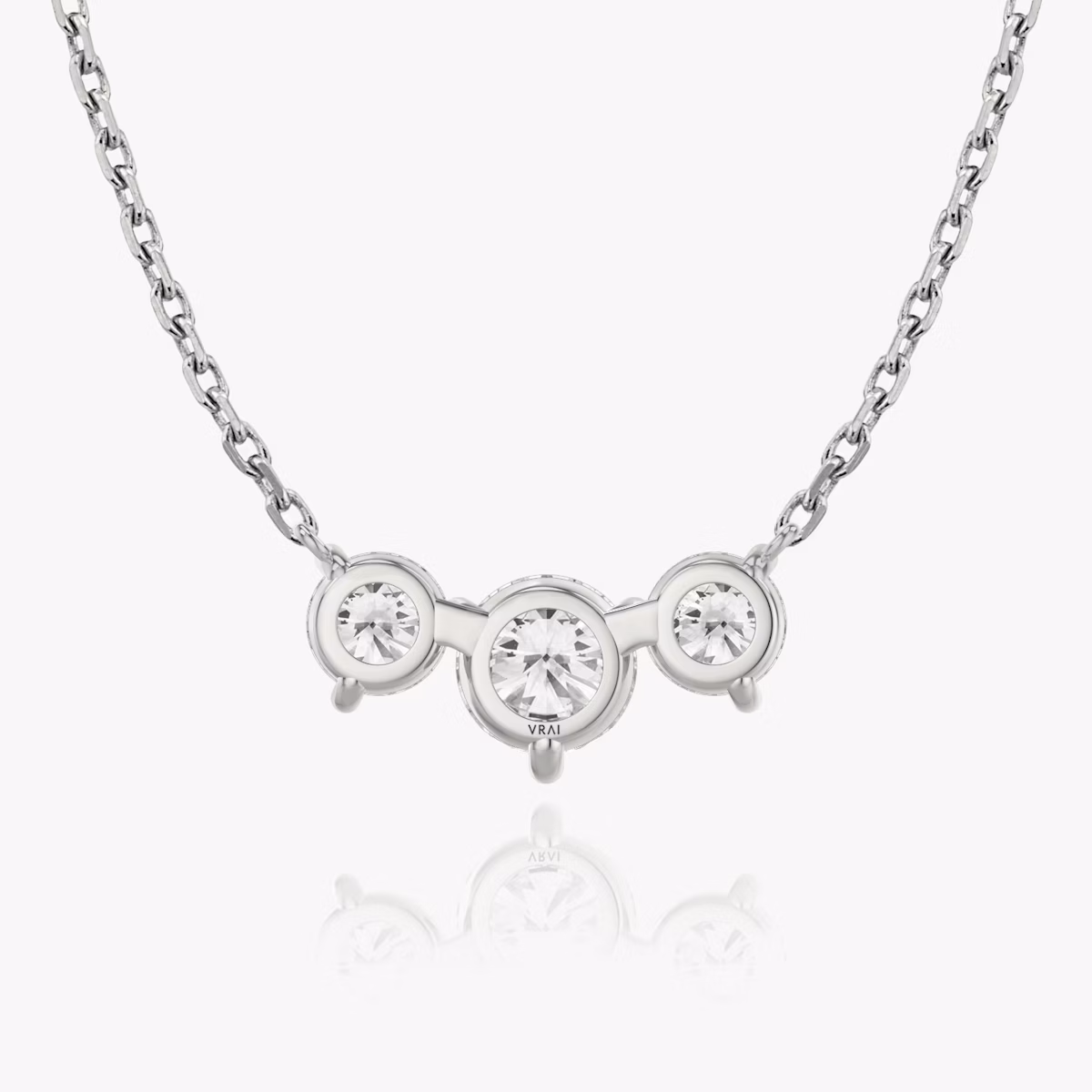 Arc Necklace | Round Brilliant | 14k | White Gold | diamondCount: 3 | diamondSize: large | chainLength: 16-18
