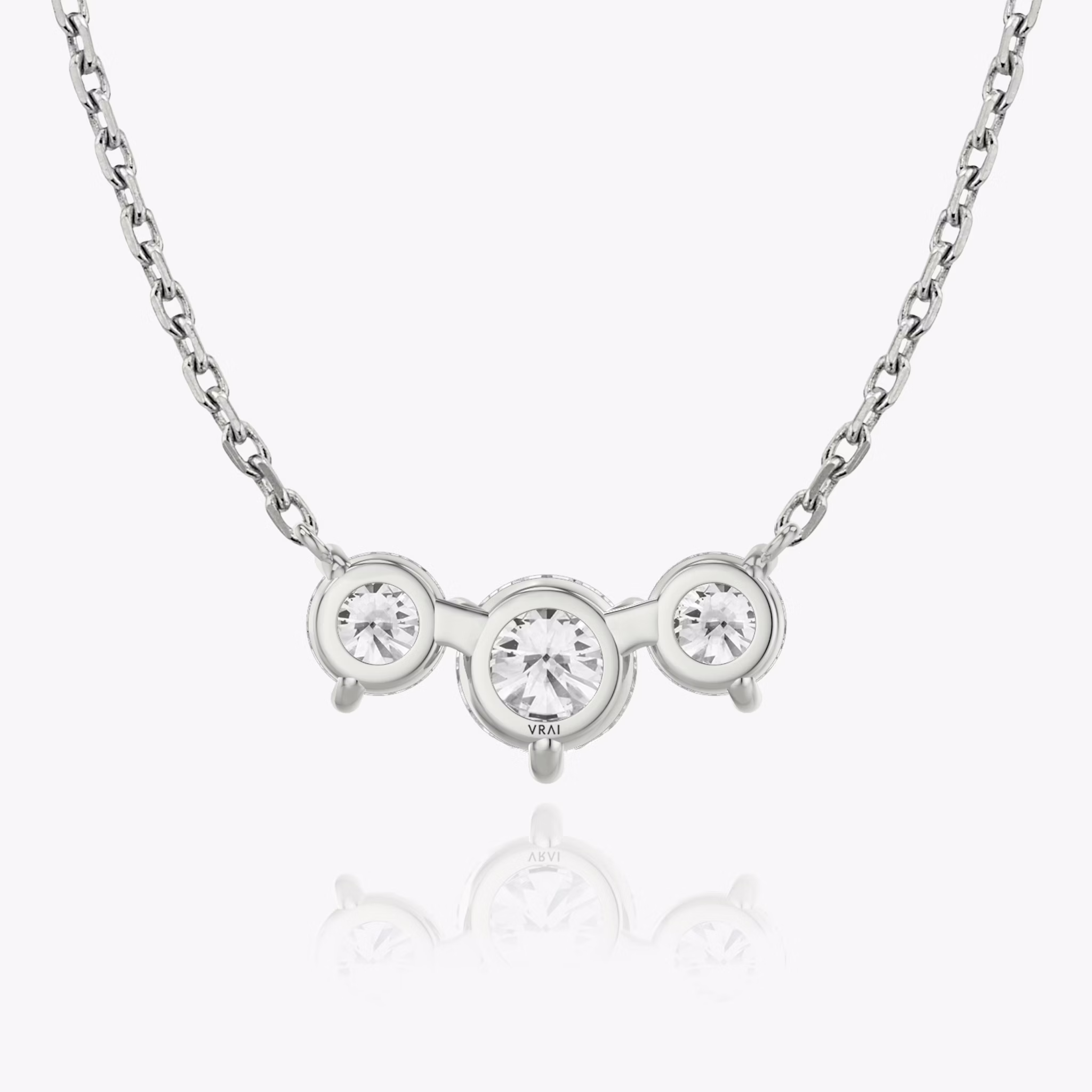 Arc Necklace | Round Brilliant | 14k | White Gold | diamondCount: 3 | diamondSize: large | chainLength: 16-18