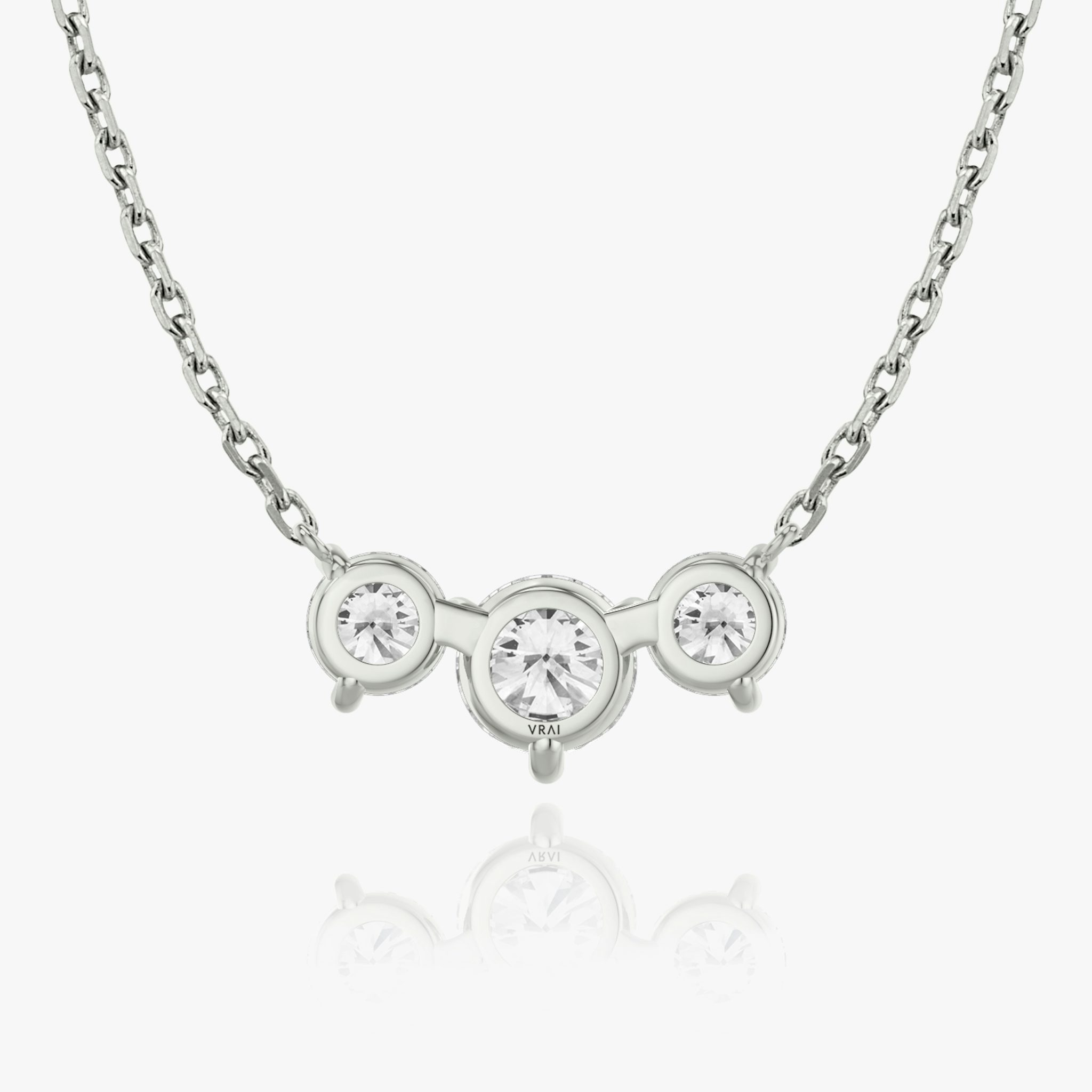 Arc Necklace | Round Brilliant | 14k | White Gold | diamondCount: 3 | diamondSize: large | chainLength: 16-18