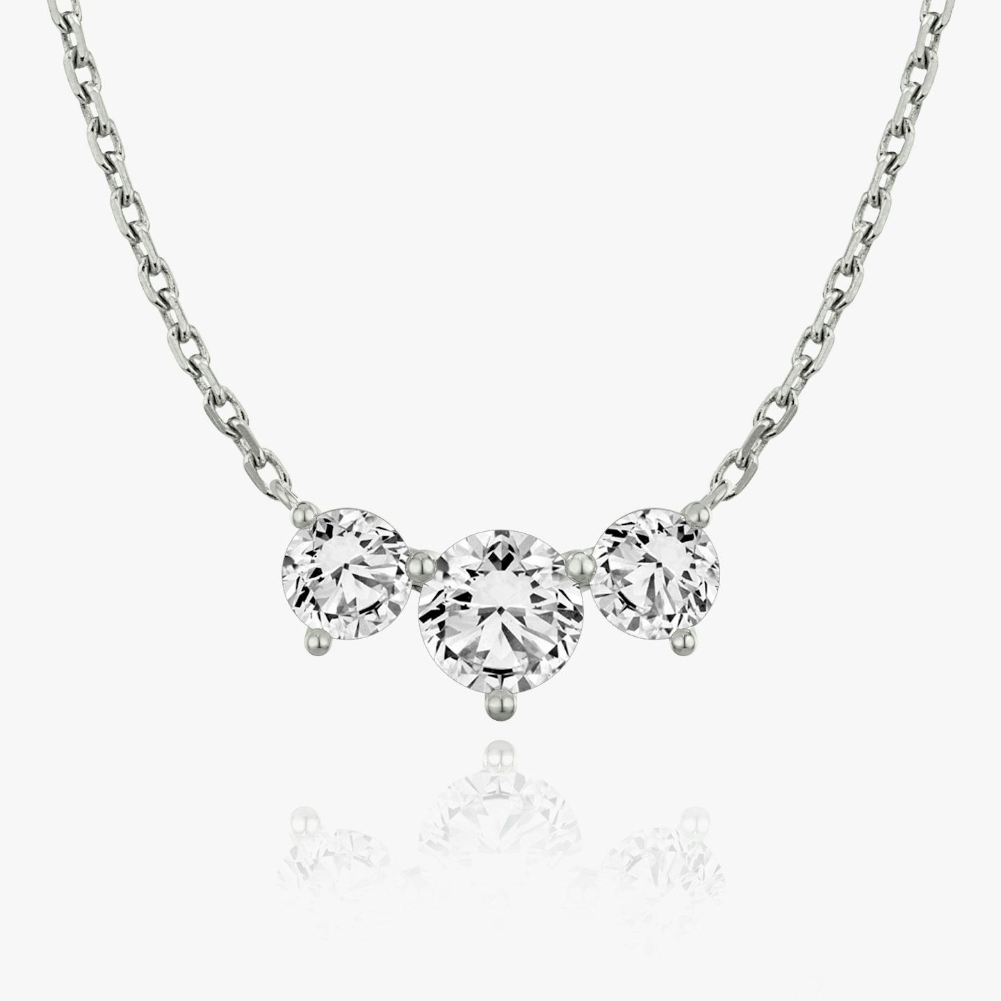 Collier Arc | Rond Brillant | 14k | Or blanc | diamondCount: 3 | diamondSize: large | chainLength: 16-18
