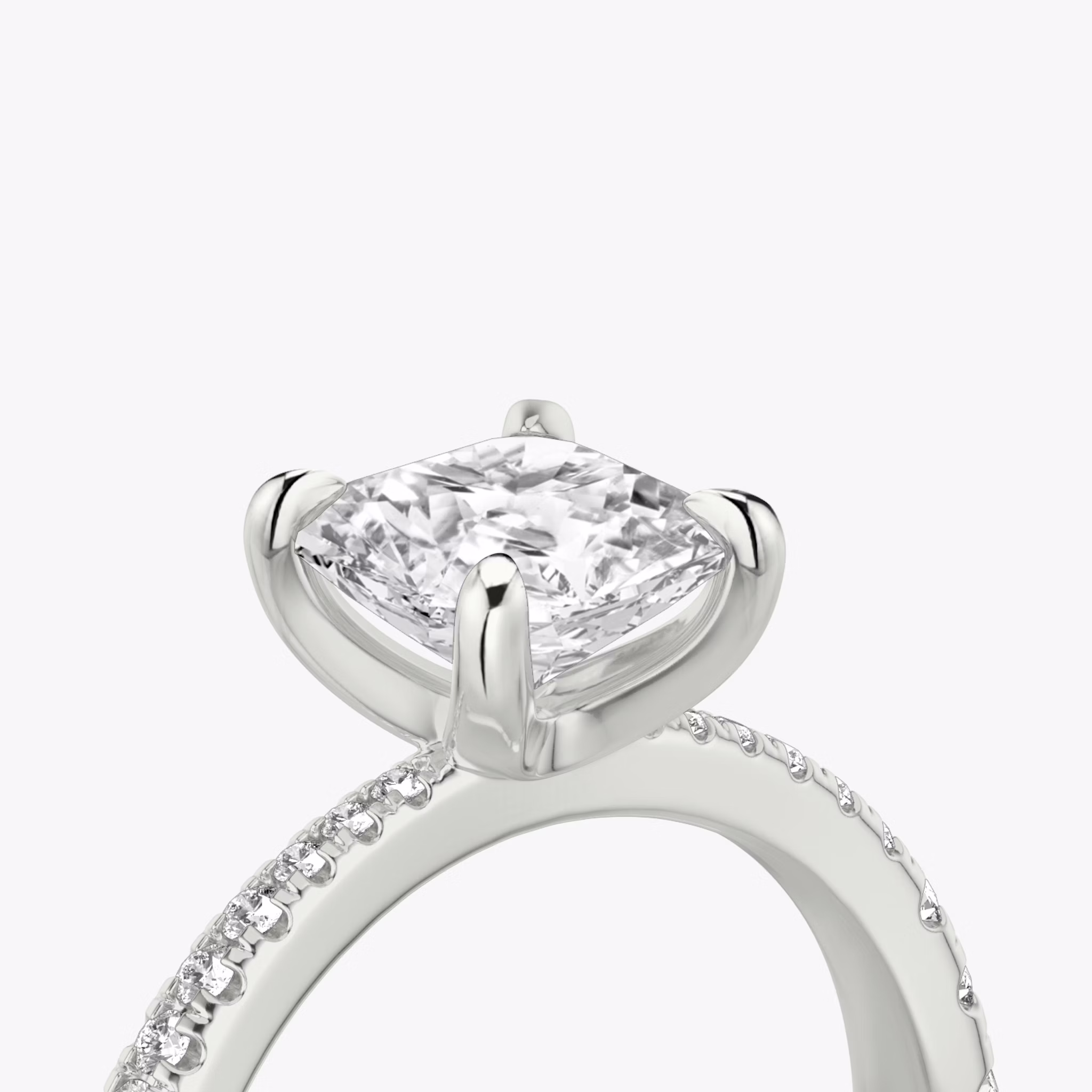 The Tapered Classic | Asscher | 18k | White Gold | bandAccent: Pavé | diamondOrientation: vertical | caratWeight: other