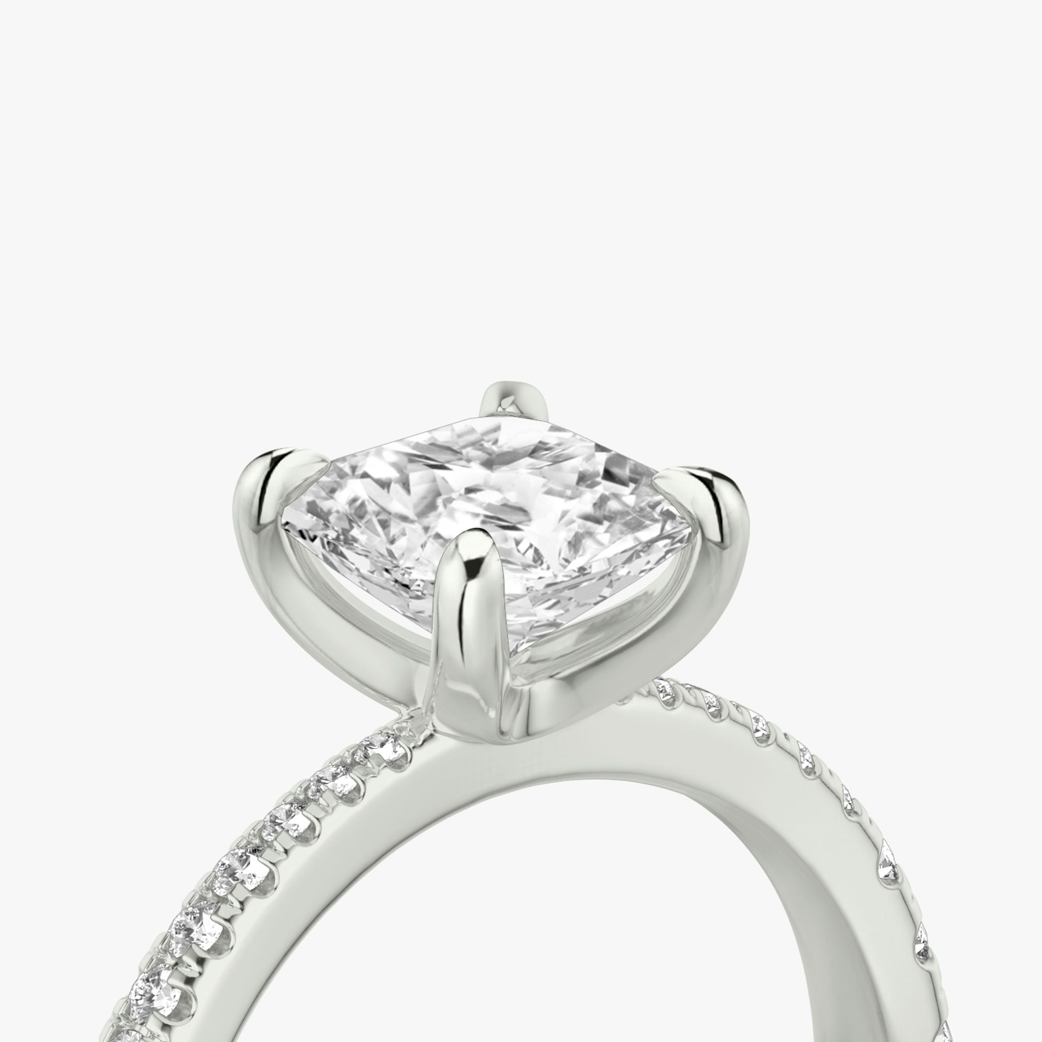 The Tapered Classic | Asscher | 18k | White Gold | bandAccent: Pavé | diamondOrientation: vertical | caratWeight: other