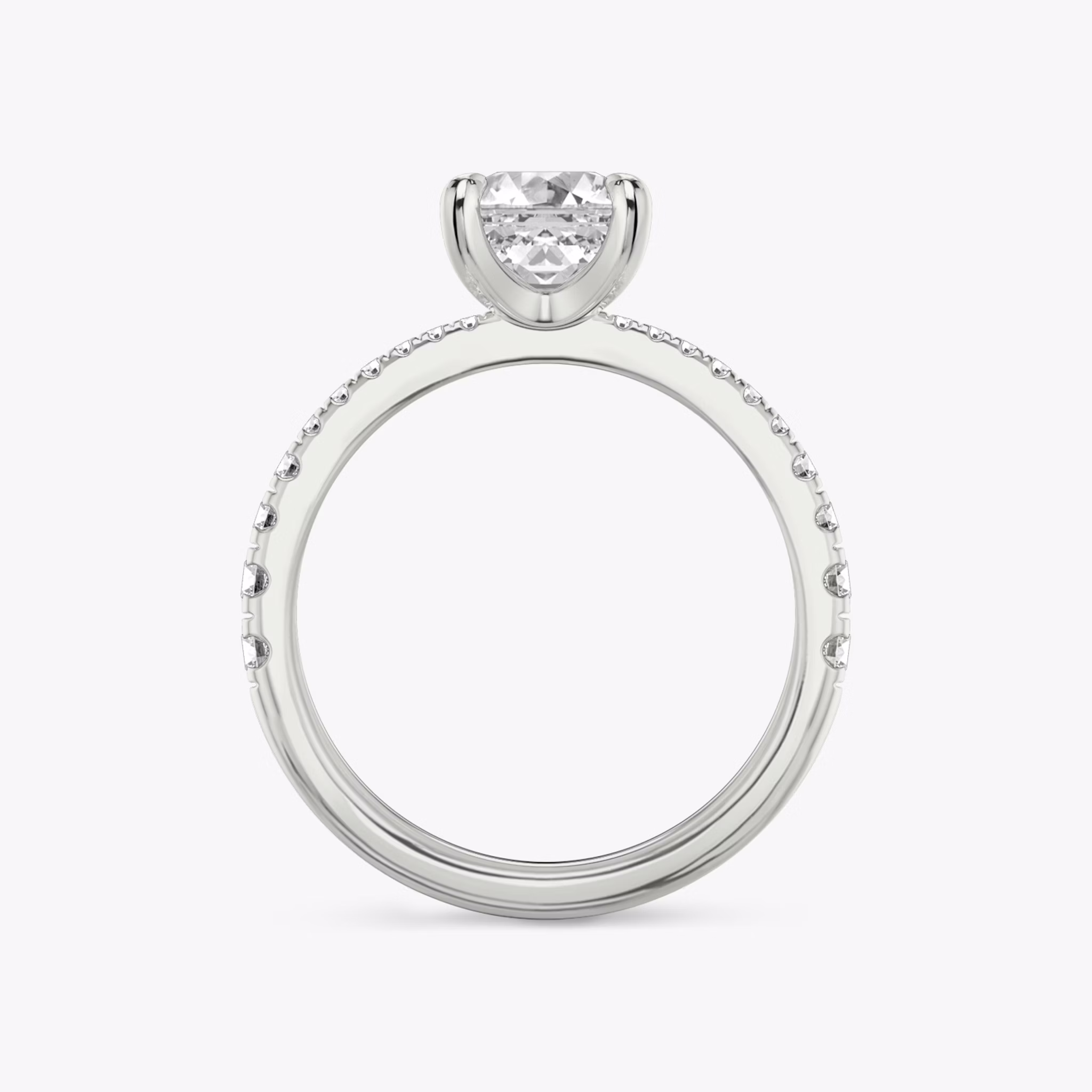 The Tapered Classic | Asscher | 18k | White Gold | bandAccent: Pavé | diamondOrientation: vertical | caratWeight: other