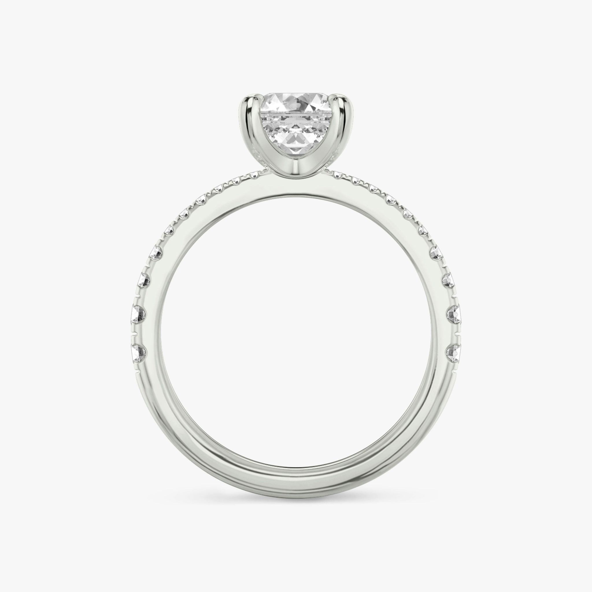The Tapered Classic | Asscher | 18k | White Gold | bandAccent: Pavé | diamondOrientation: vertical | caratWeight: other