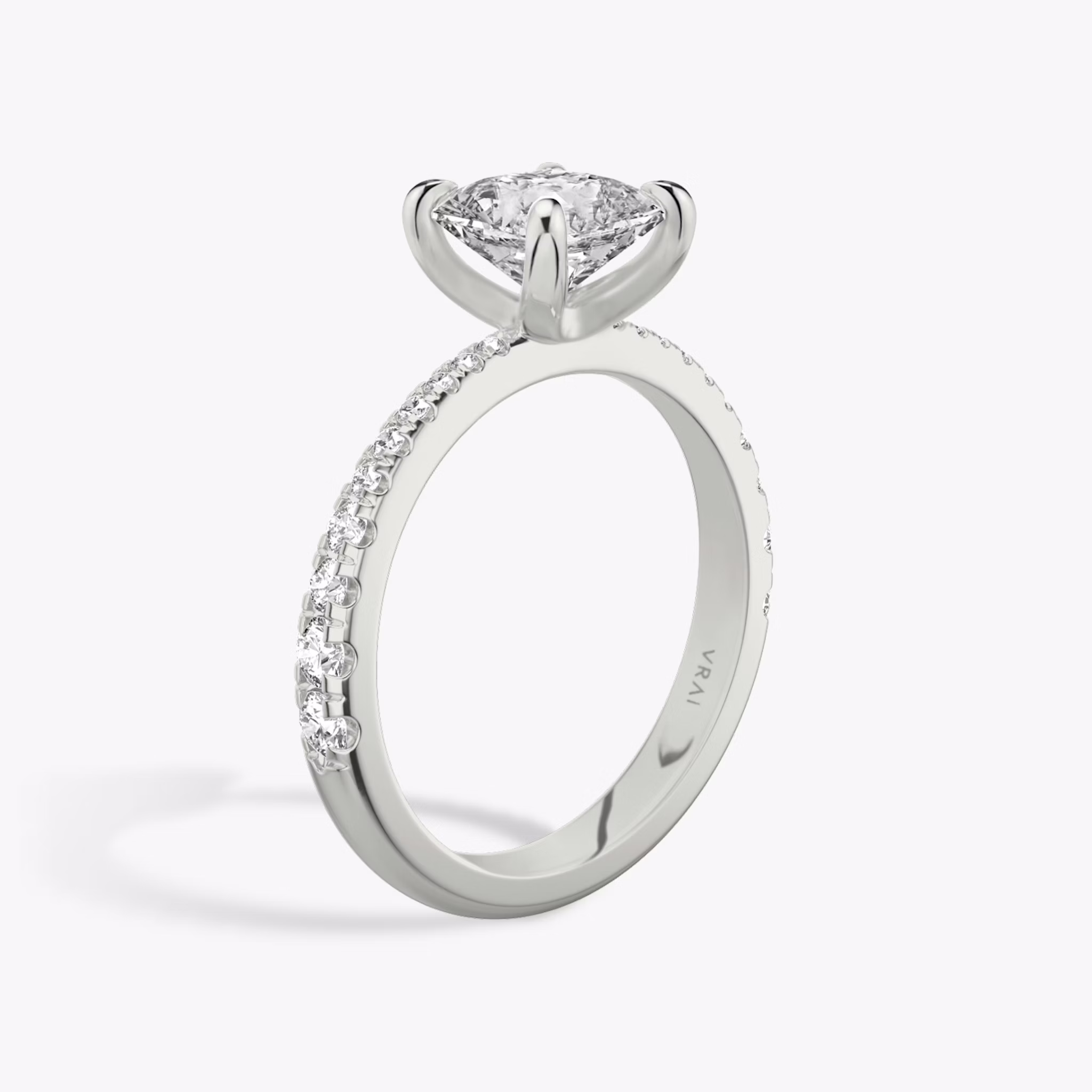 The Tapered Classic | Asscher | 18k | White Gold | bandAccent: Pavé | diamondOrientation: vertical | caratWeight: other