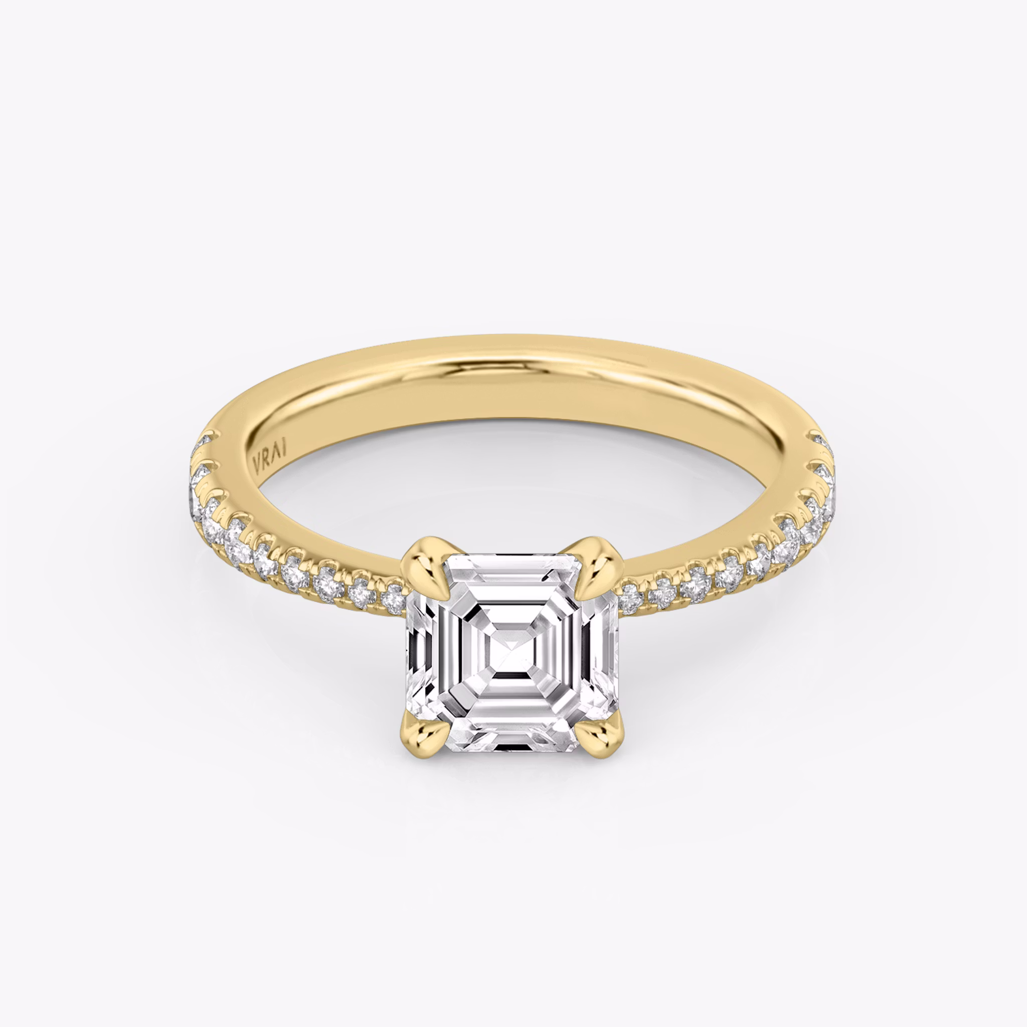 The Tapered Classic | Asscher | 18k | Yellow Gold | bandAccent: Pavé | diamondOrientation: vertical | caratWeight: other