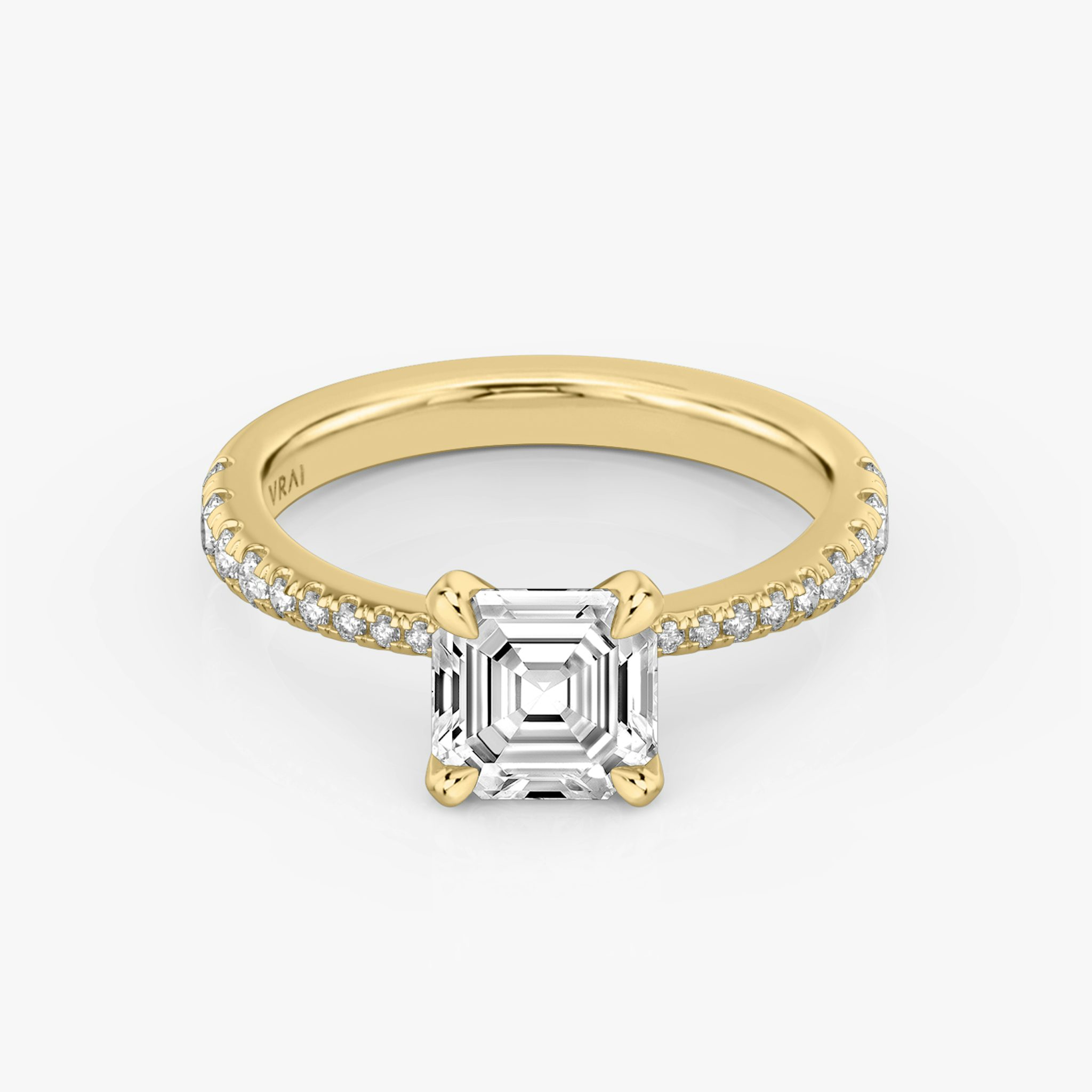 The Tapered Classic | Asscher | 18k | Yellow Gold | bandAccent: Pavé | diamondOrientation: vertical | caratWeight: other
