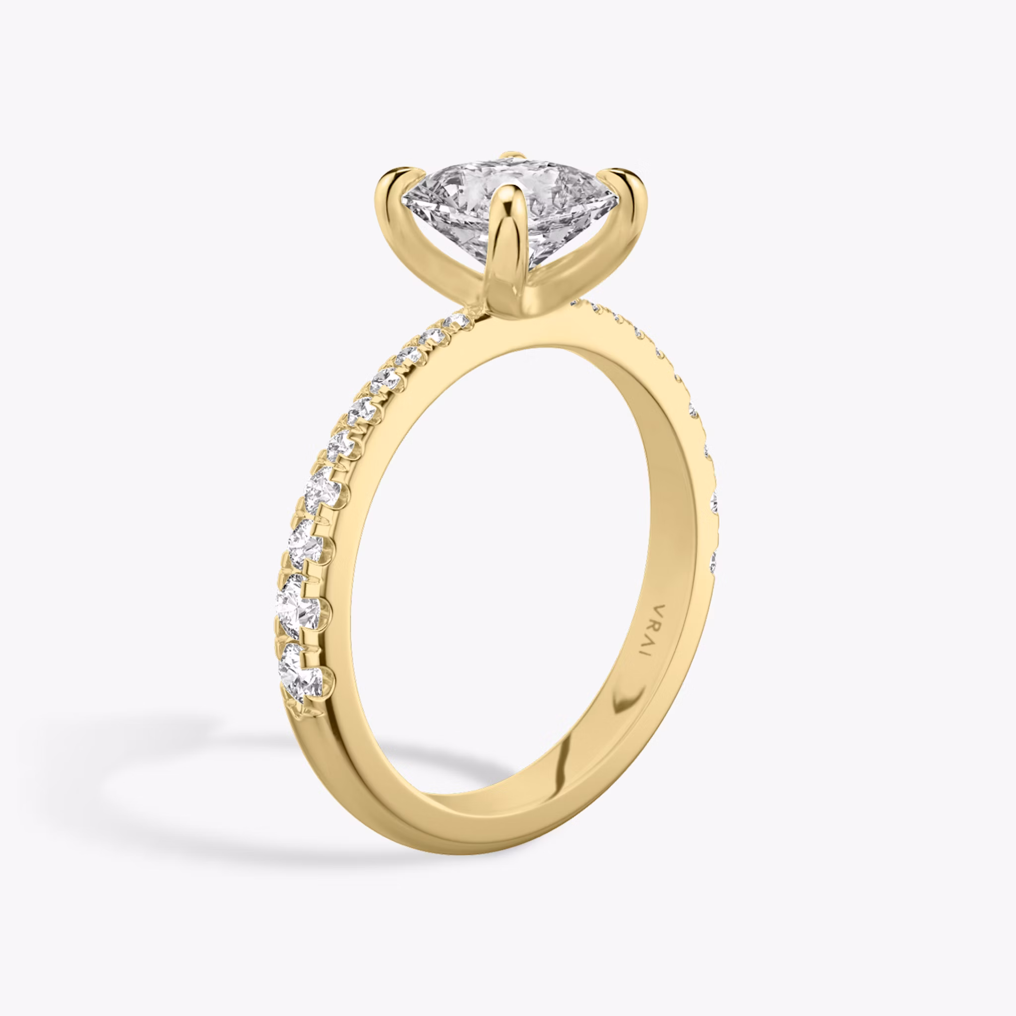 The Tapered Classic | Asscher | 18k | Yellow Gold | bandAccent: Pavé | diamondOrientation: vertical | caratWeight: other