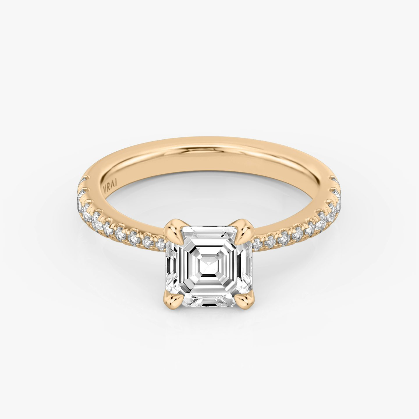 The Tapered Classic | Asscher | 14k | Rose Gold | bandAccent: Pavé | diamondOrientation: vertical | caratWeight: other