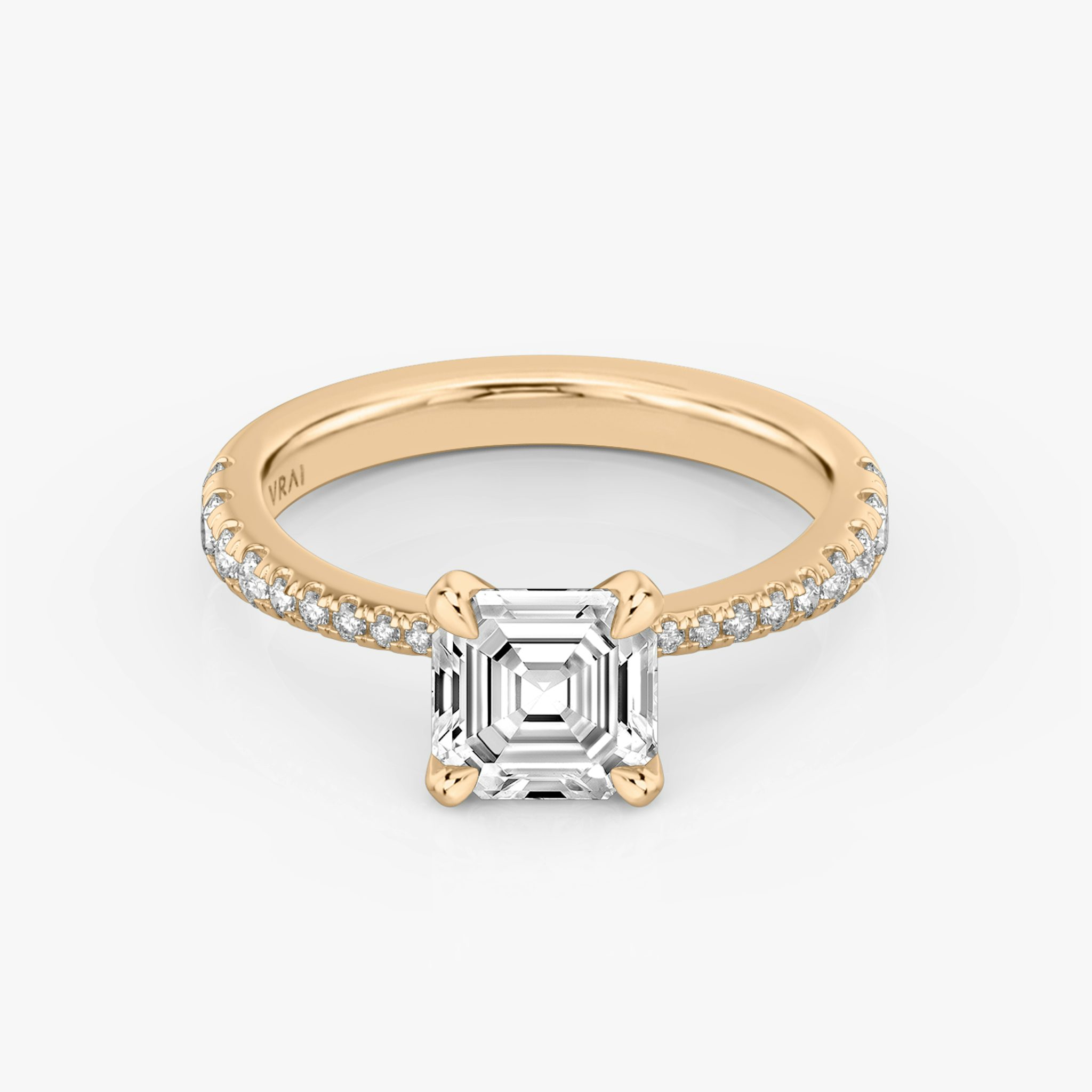 The Tapered Classic | Asscher | 14k | Rose Gold | bandAccent: Pavé | diamondOrientation: vertical | caratWeight: other