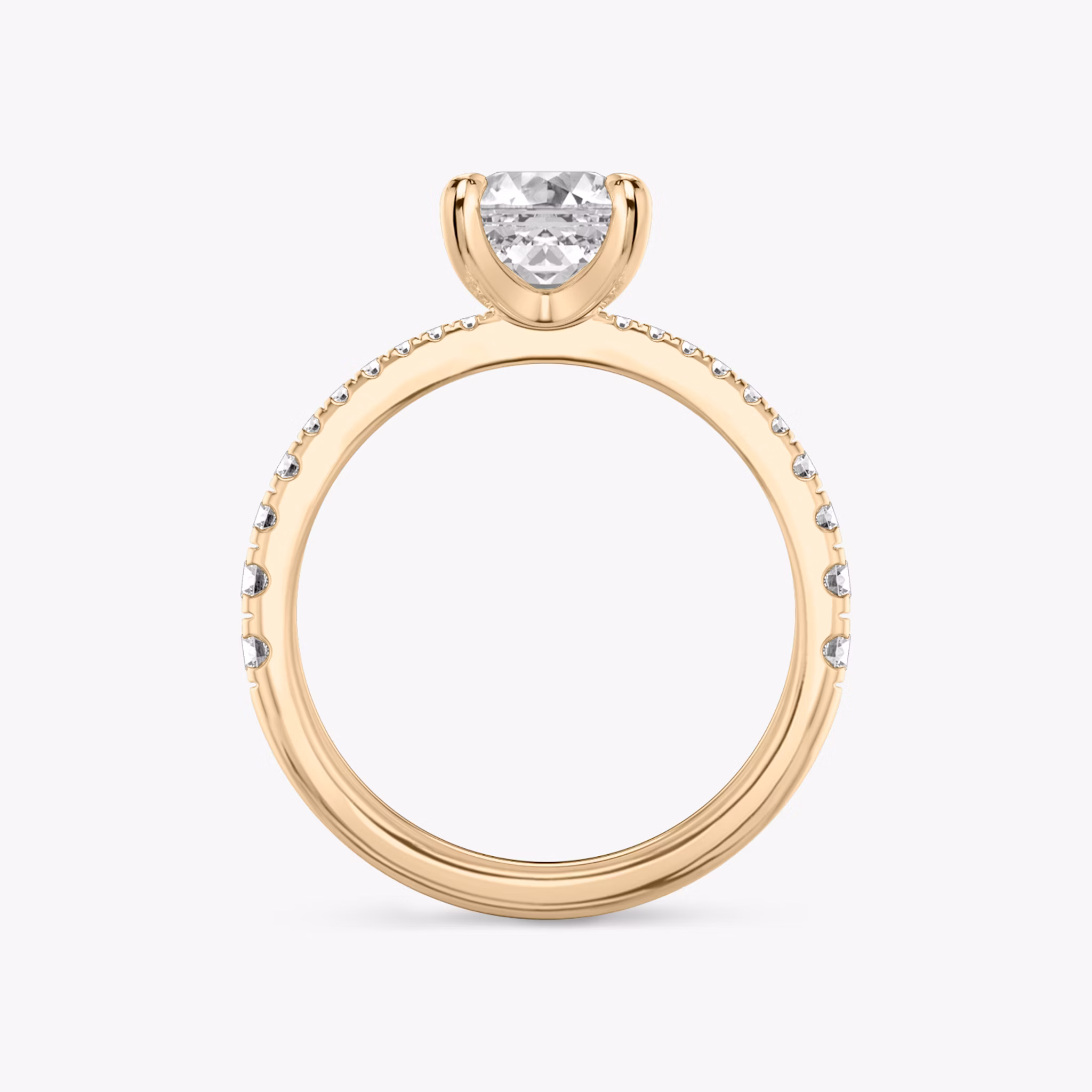 The Tapered Classic | Asscher | 14k | Rose Gold | bandAccent: Pavé | diamondOrientation: vertical | caratWeight: other