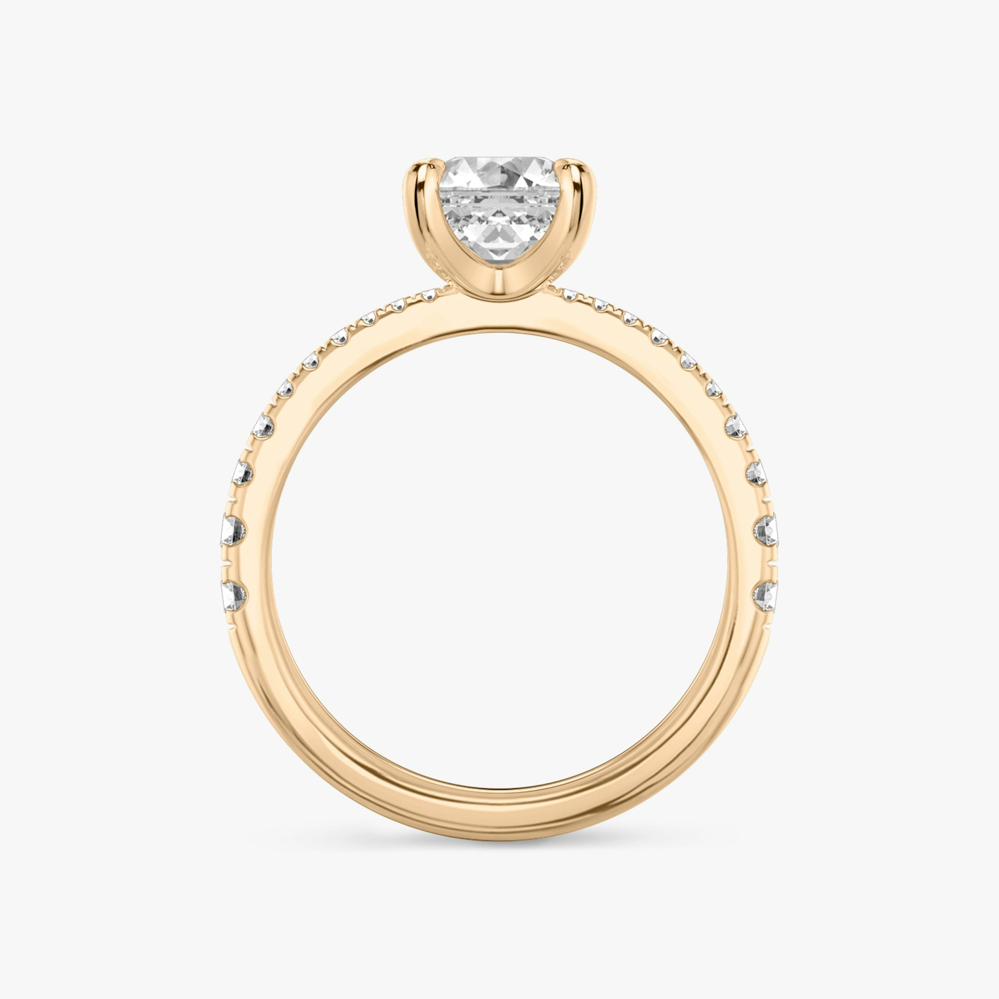 The Tapered Classic | Asscher | 14k | Rose Gold | bandAccent: Pavé | diamondOrientation: vertical | caratWeight: other