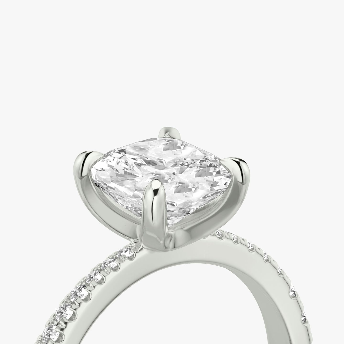 The Tapered Classic | Cushion | 18k | White Gold | bandAccent: Pavé | diamondOrientation: vertical | caratWeight: other