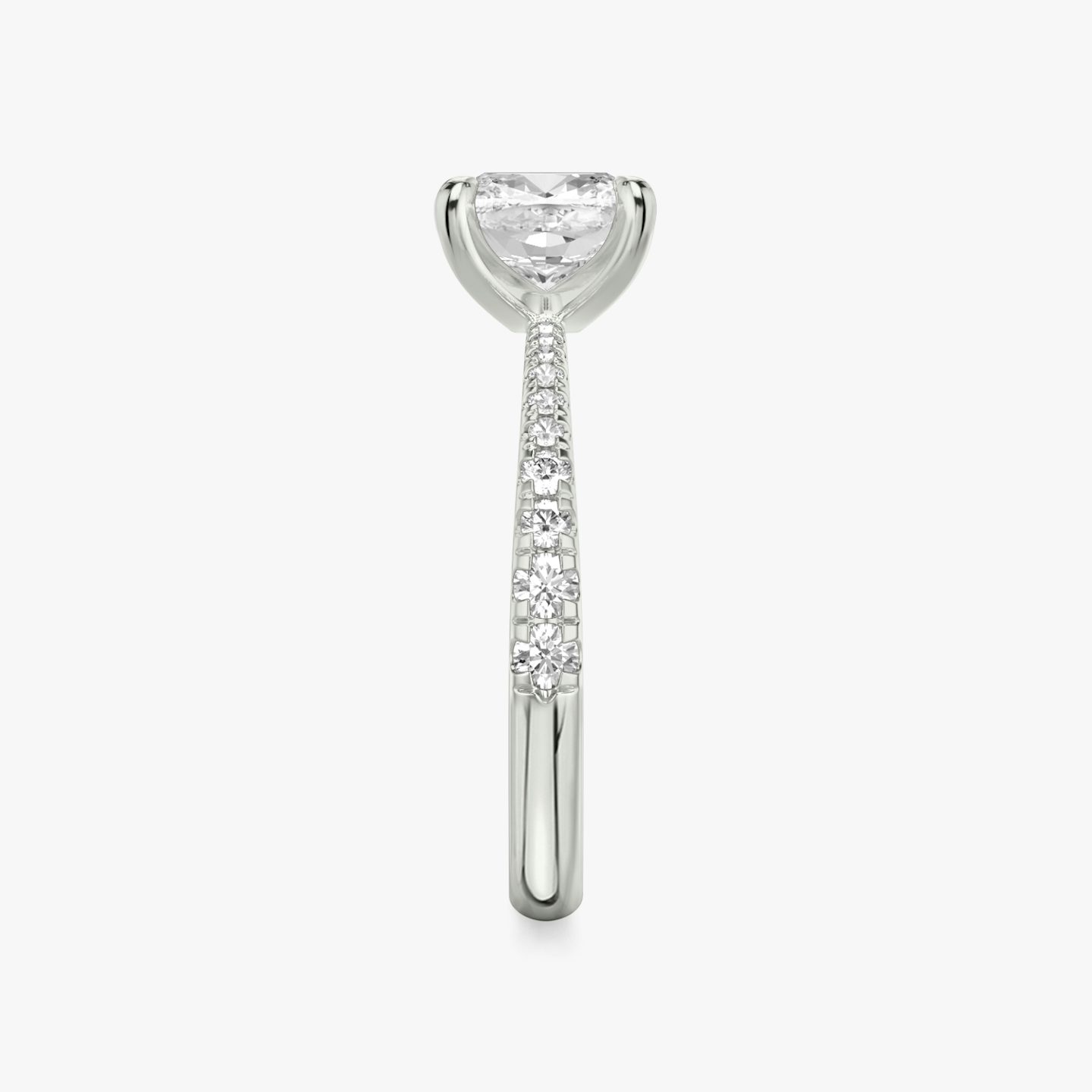 The Tapered Classic | Cushion | 18k | White Gold | bandAccent: Pavé | diamondOrientation: vertical | caratWeight: other