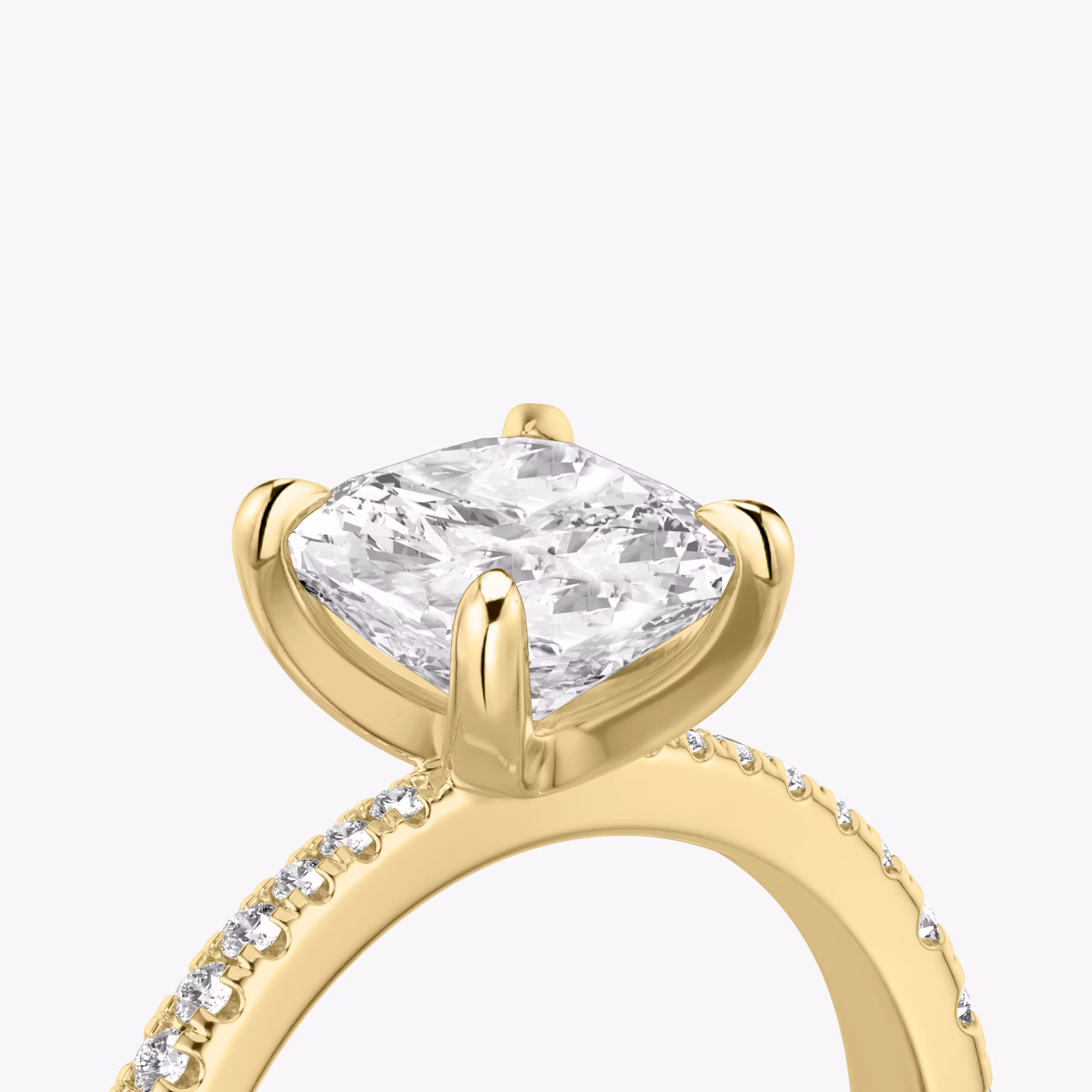 The Tapered Classic | Cushion | 18k | Yellow Gold | bandAccent: Pavé | diamondOrientation: vertical | caratWeight: other