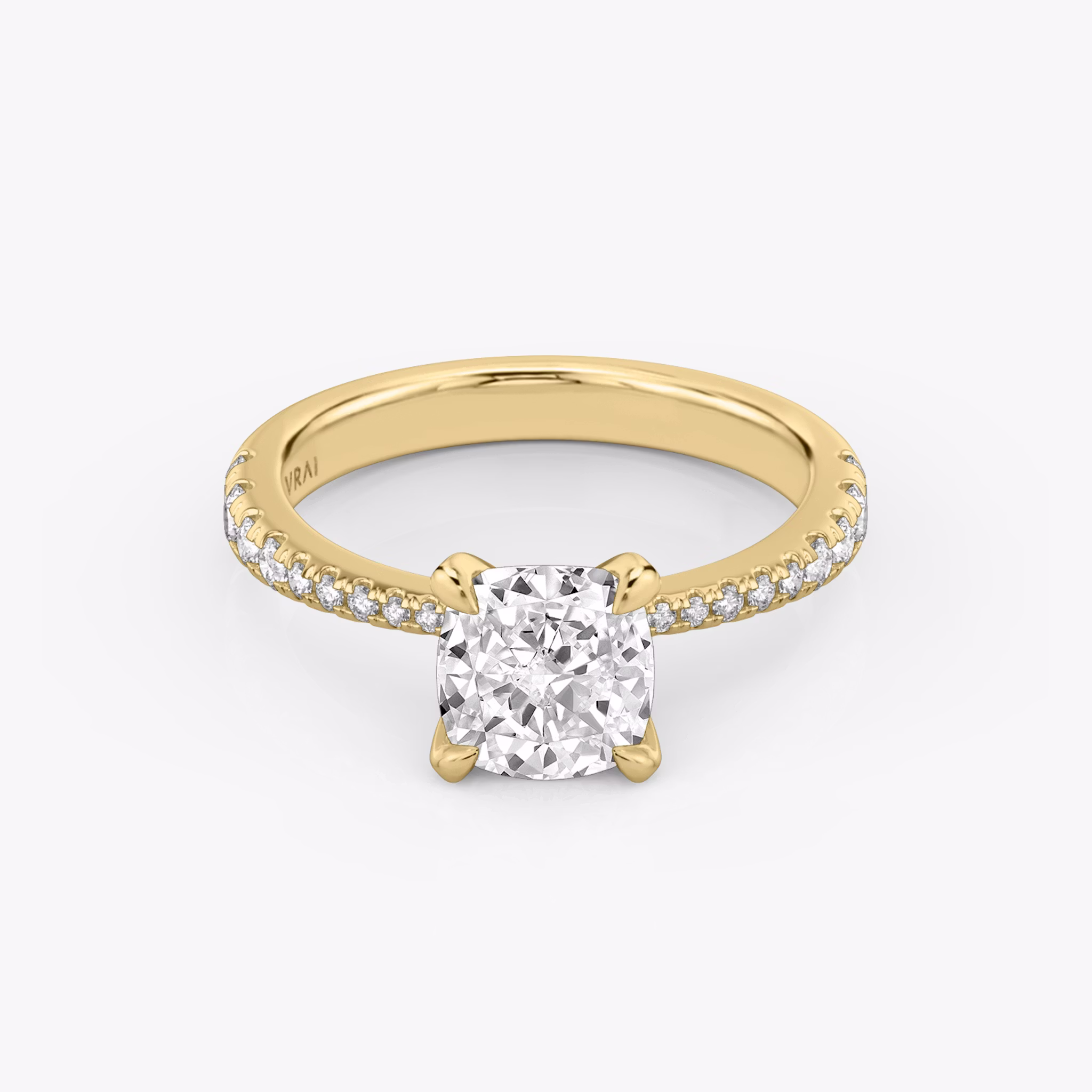 The Tapered Classic | Cushion | 18k | Yellow Gold | bandAccent: Pavé | diamondOrientation: vertical | caratWeight: other