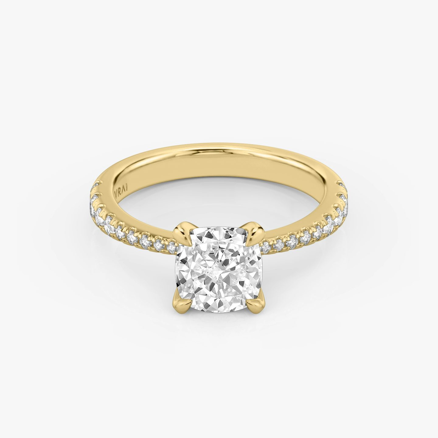 The Tapered Classic | Cushion | 18k | Yellow Gold | bandAccent: Pavé | diamondOrientation: vertical | caratWeight: other