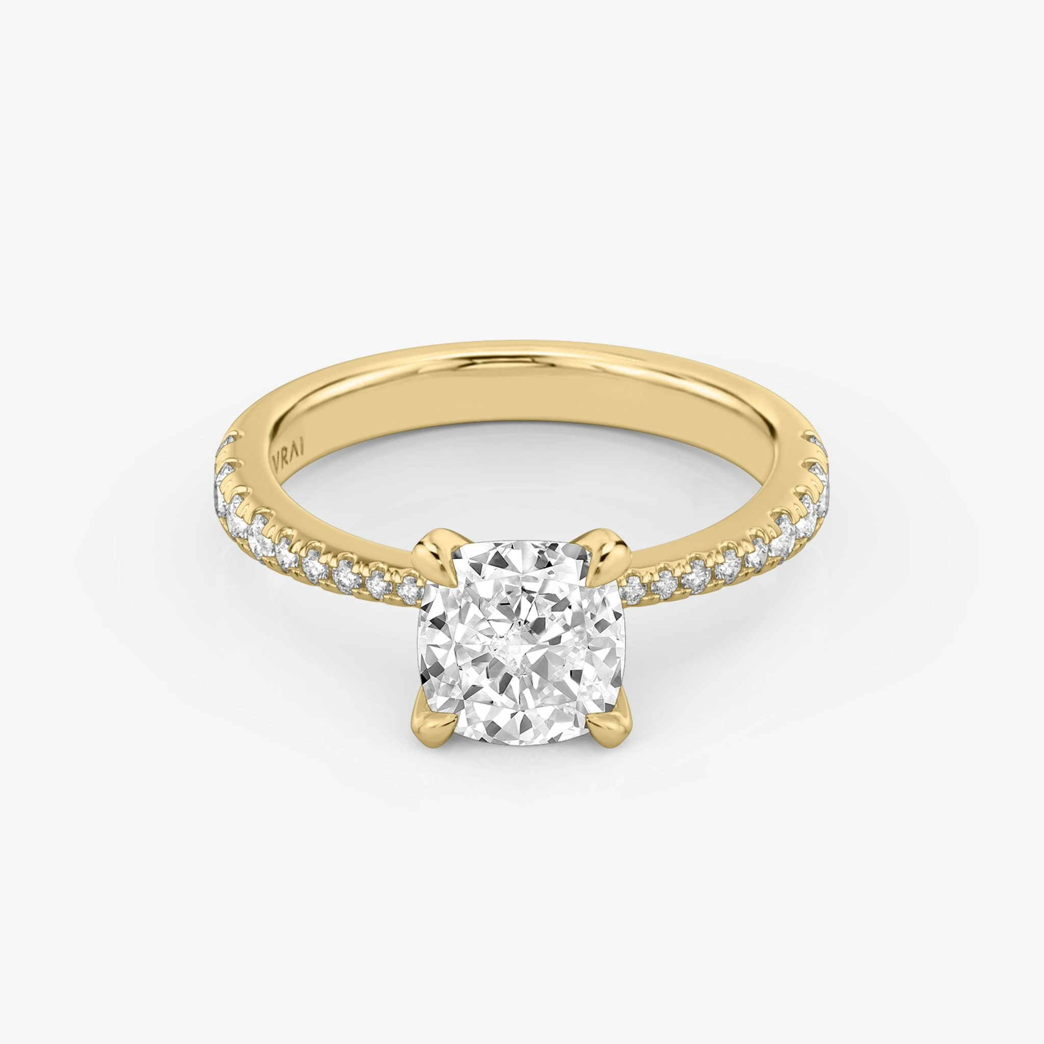 The Tapered Classic | Cushion | 18k | Yellow Gold | bandAccent: Pavé | diamondOrientation: vertical | caratWeight: other