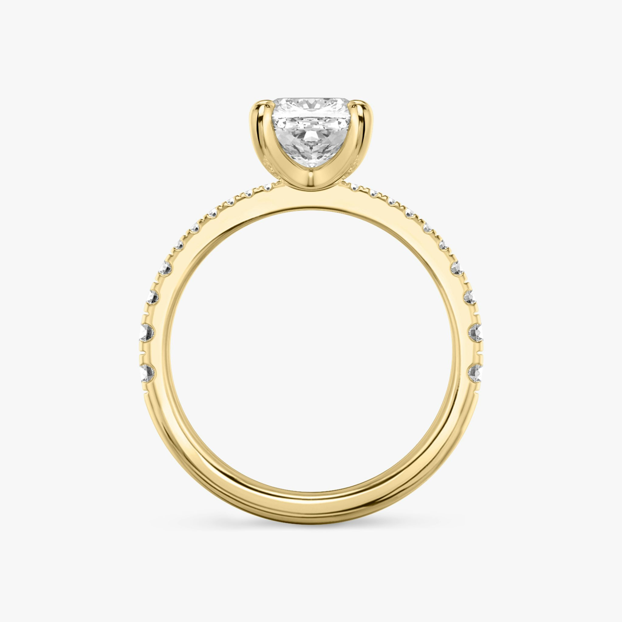 The Tapered Classic | Cushion | 18k | Yellow Gold | bandAccent: Pavé | diamondOrientation: vertical | caratWeight: other