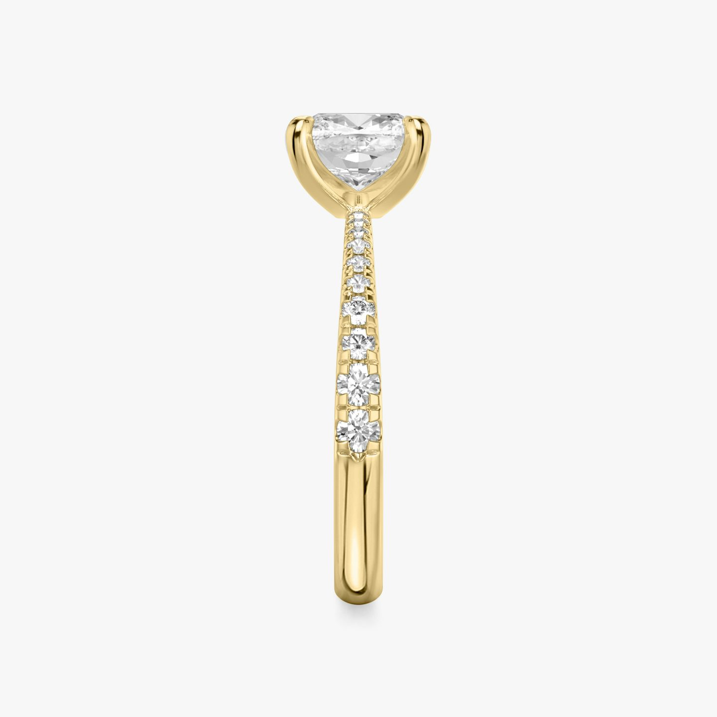 The Tapered Classic | Cushion | 18k | Yellow Gold | bandAccent: Pavé | diamondOrientation: vertical | caratWeight: other
