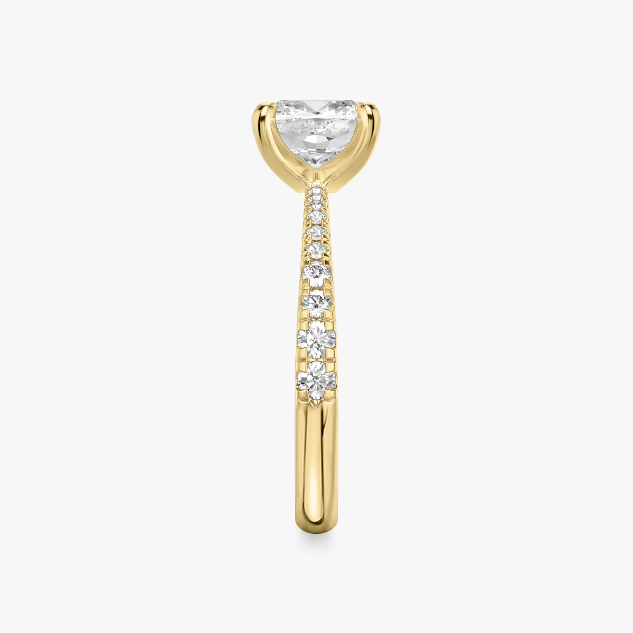 The Tapered Classic | Cushion | 18k | Yellow Gold | bandAccent: Pavé | diamondOrientation: vertical | caratWeight: other