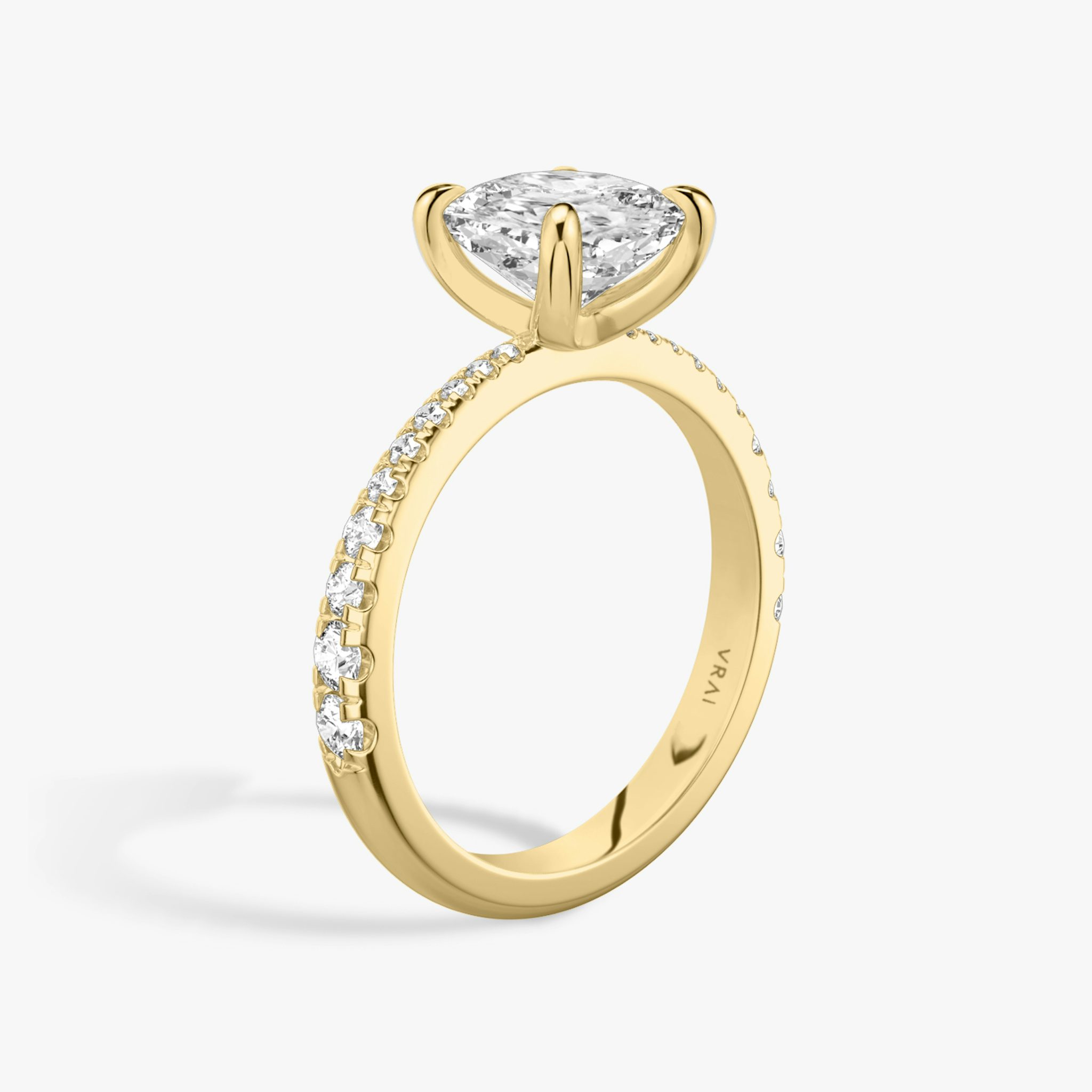The Tapered Classic | Cushion | 18k | Yellow Gold | bandAccent: Pavé | diamondOrientation: vertical | caratWeight: other