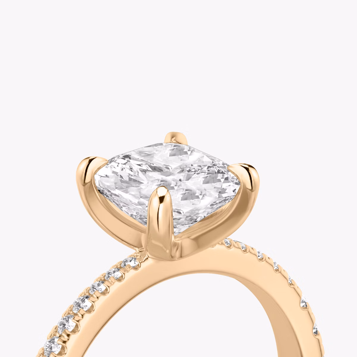 The Tapered Classic | Cushion | 14k | Rose Gold | bandAccent: Pavé | diamondOrientation: vertical | caratWeight: other